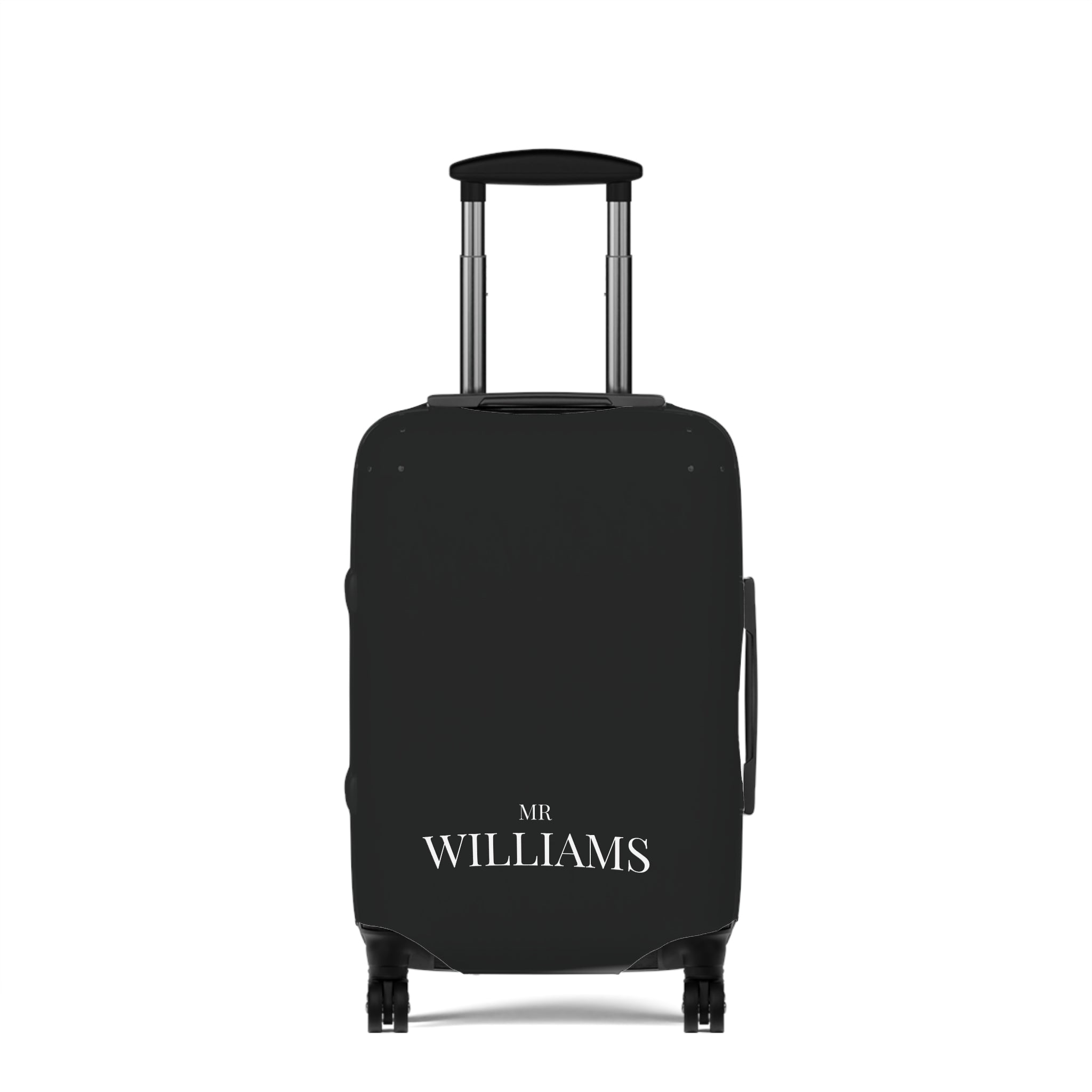 Personalized Black Luggage Cover — Monogram 'Mr Williams' Travel Protector