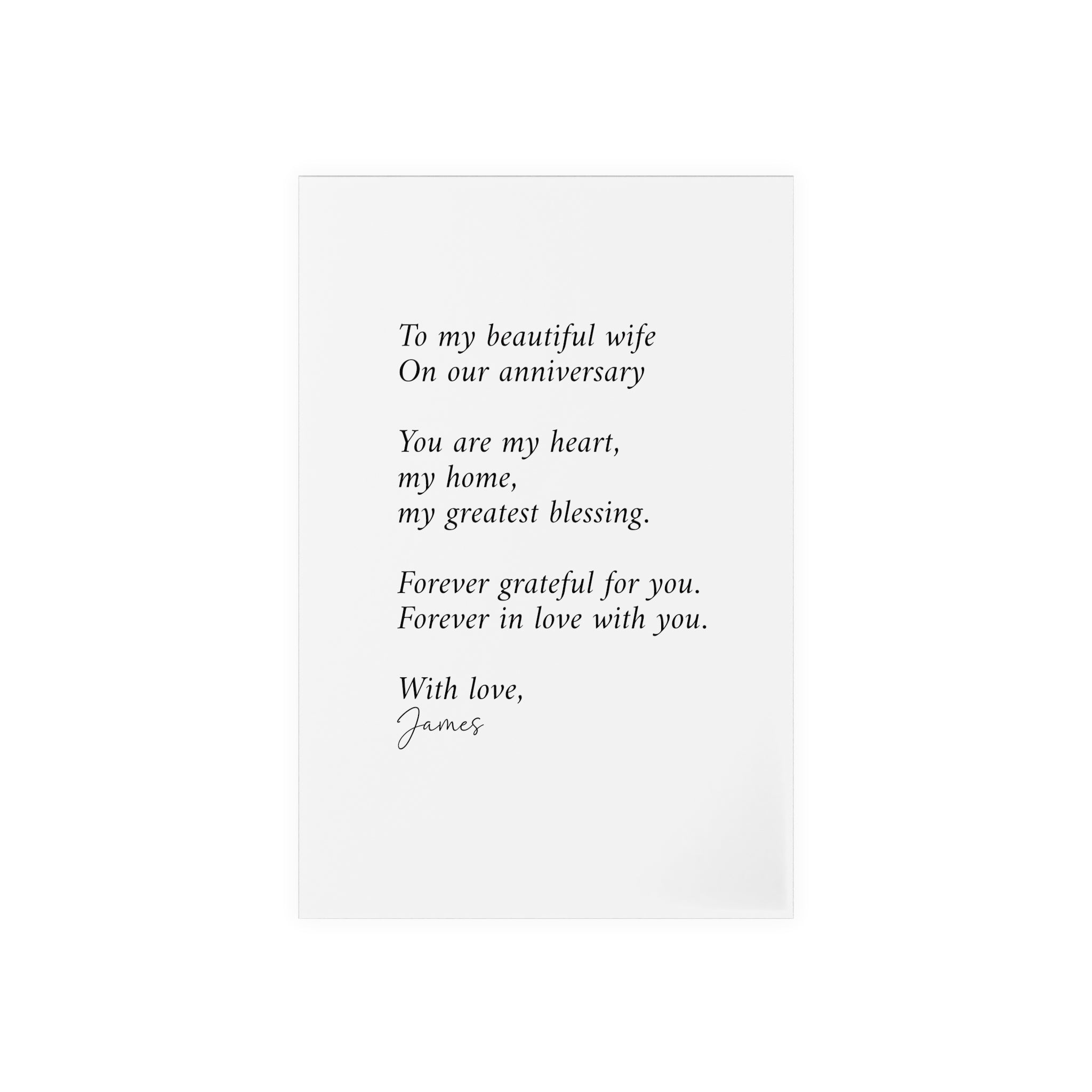 Anniversary Acrylic Plaque with Wooden Stand — Personalized Love Message