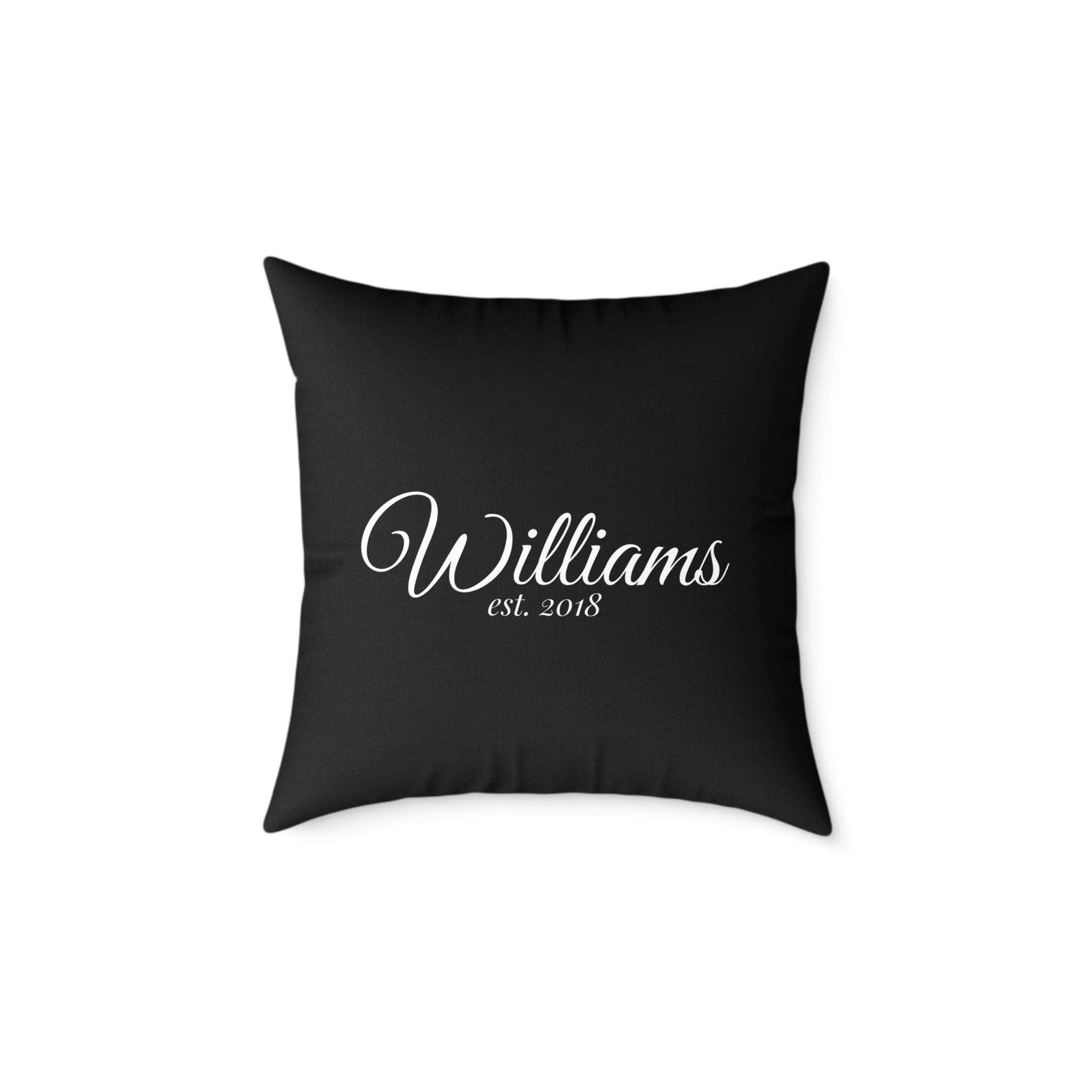 Personalized Monogram Pillow - "Williams est. 2018" Script Throw Pillow