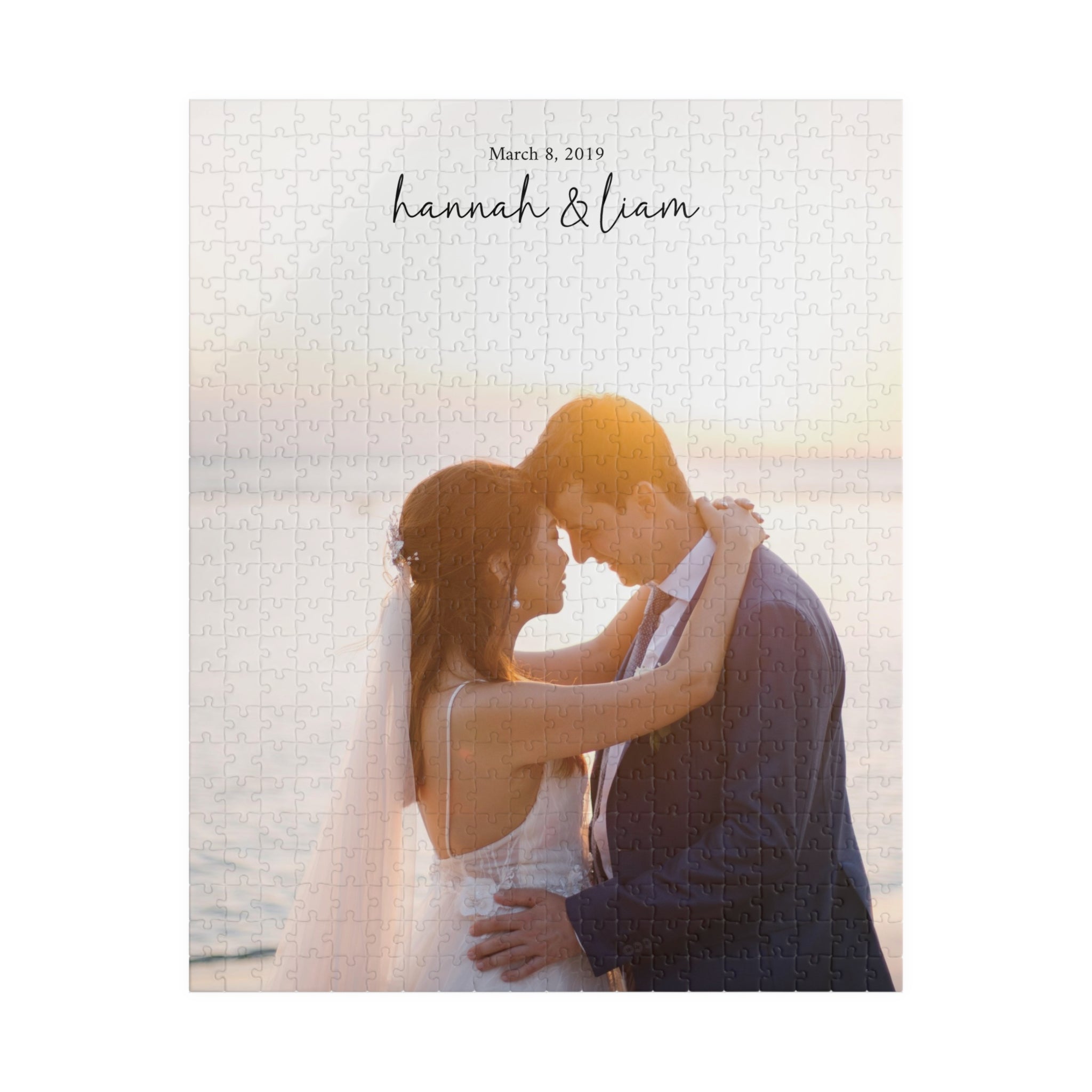 Personalized Wedding Photo Puzzle — Custom Name & Date Jigsaw (110–1014 pcs)