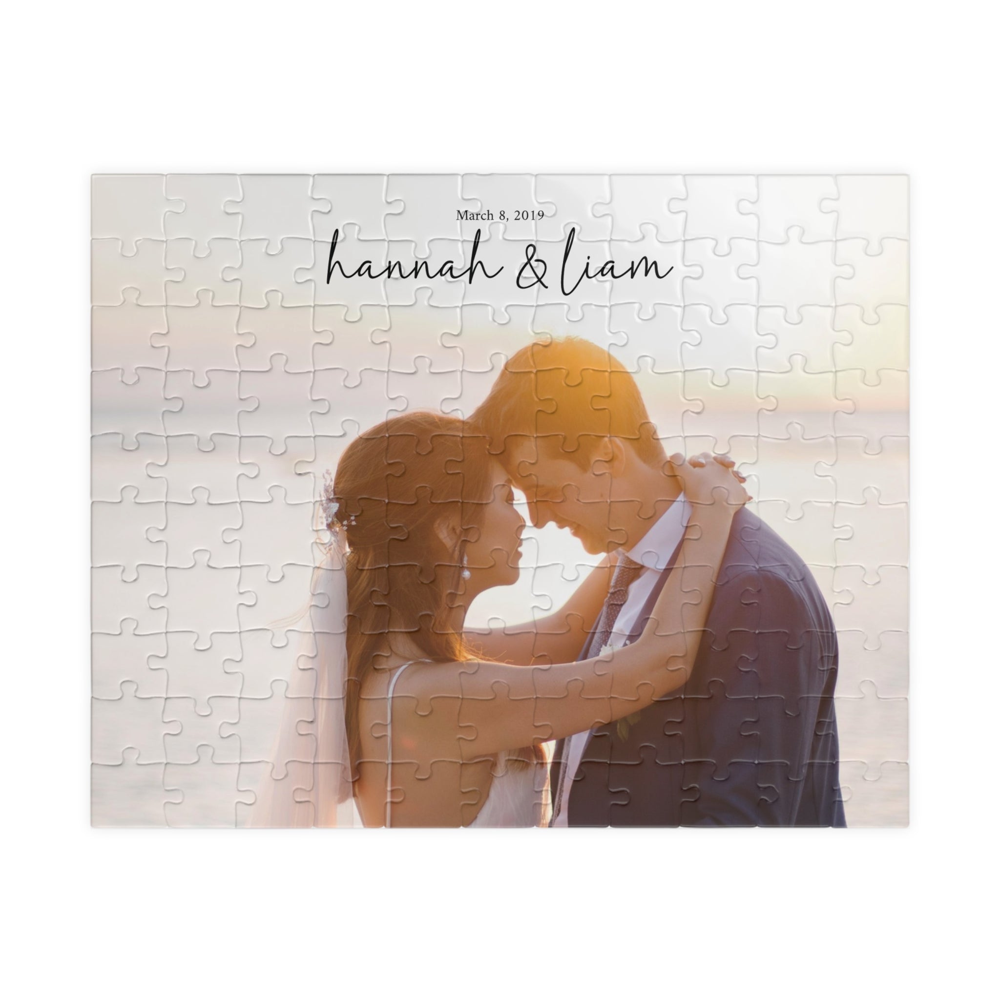 Personalized Wedding Photo Puzzle — Custom Name & Date Jigsaw (110–1014 pcs)