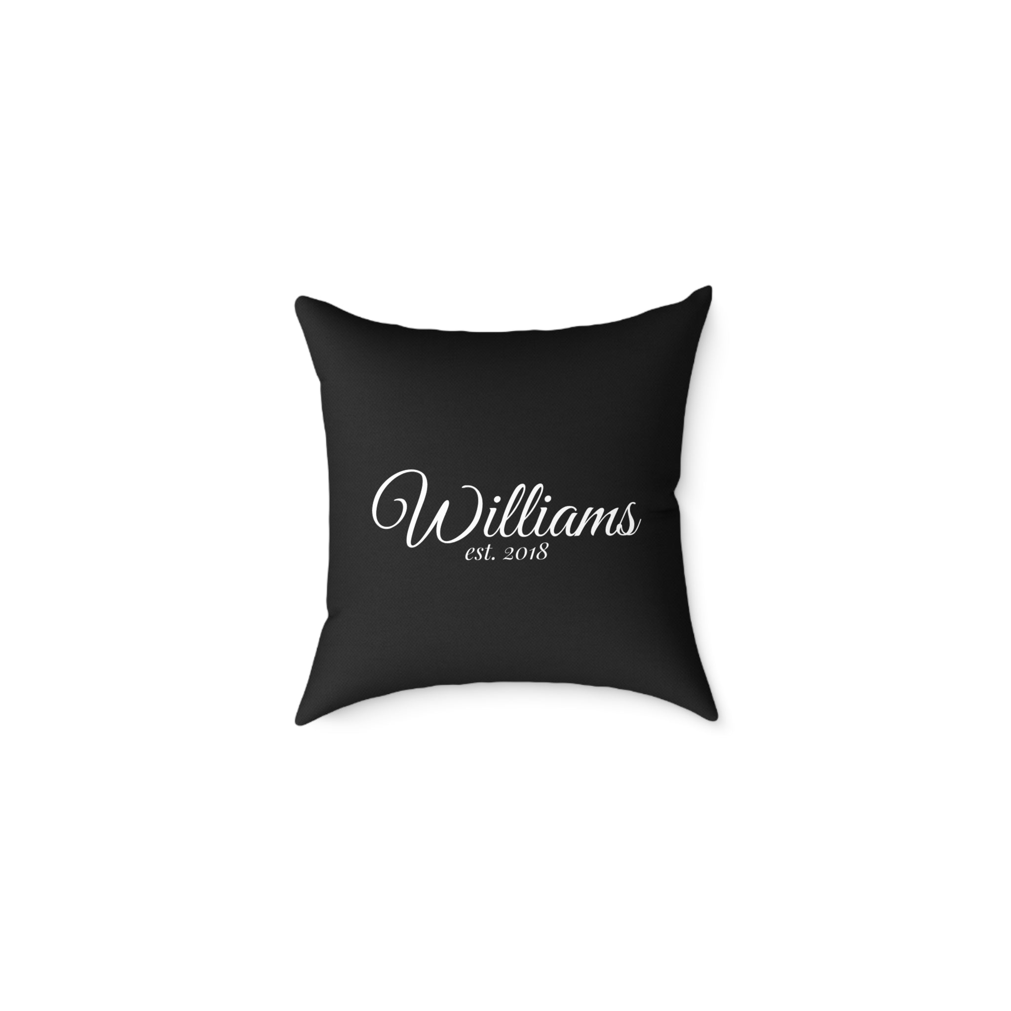 Personalized Monogram Pillow - "Williams est. 2018" Script Throw Pillow
