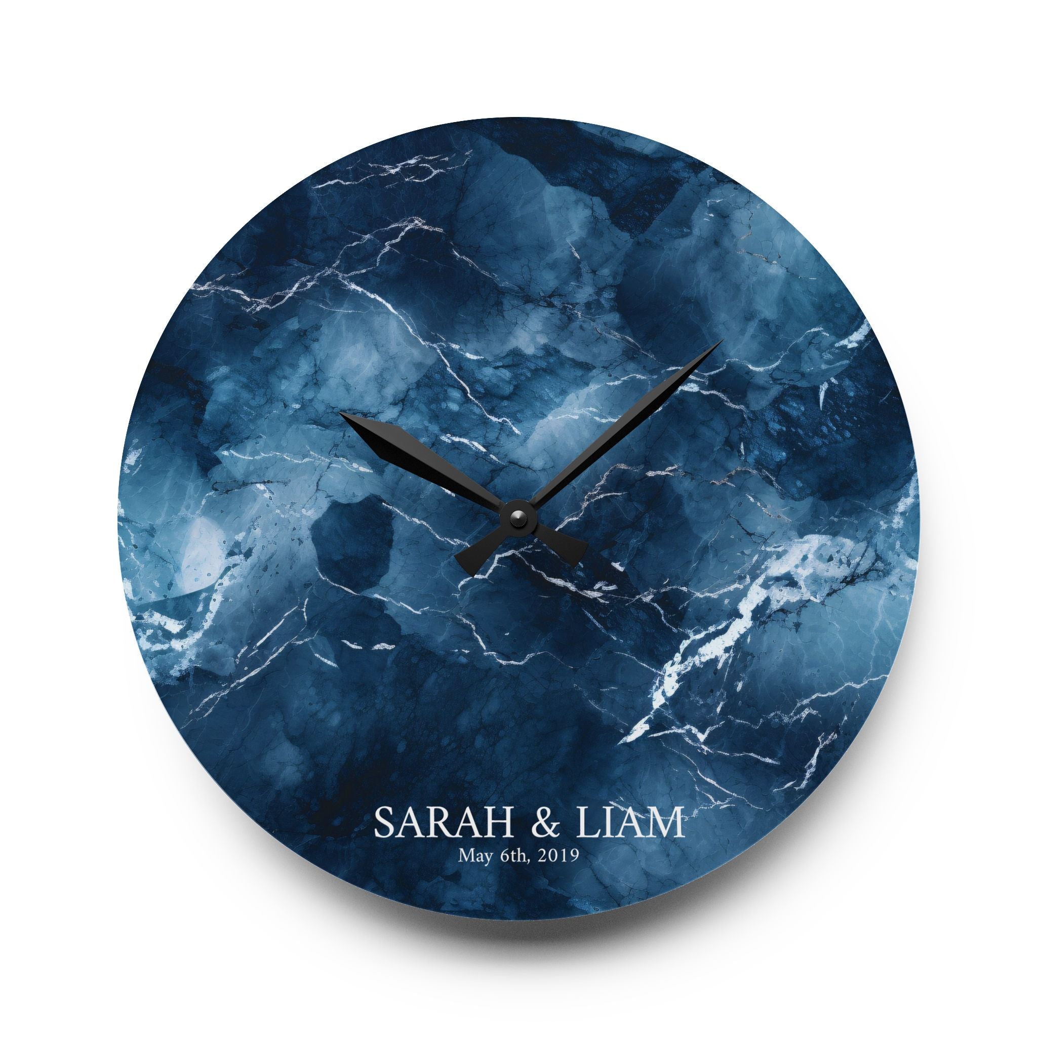 Personalized Wedding Photo Acrylic Wall Clock — Custom Couple Keepsake