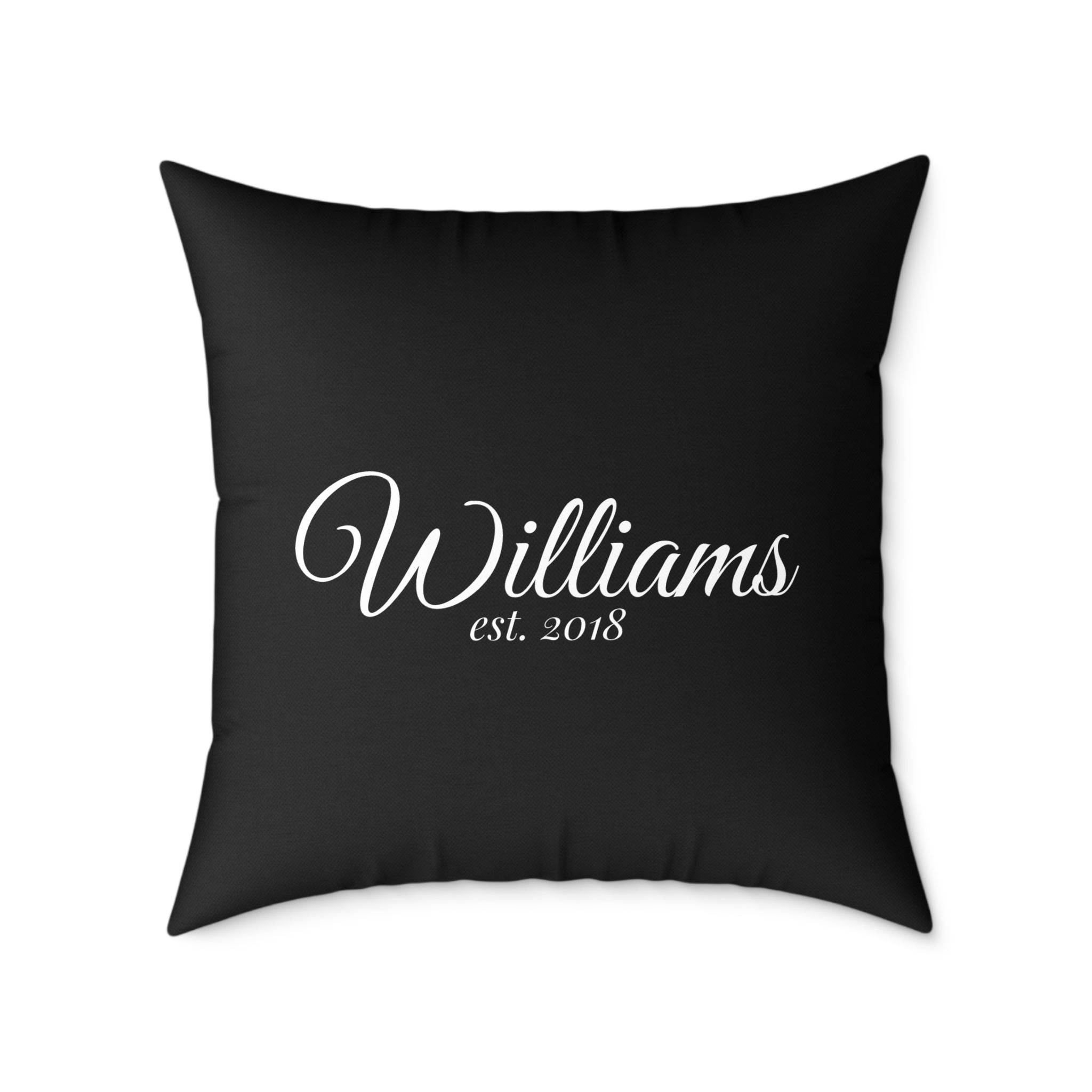 Personalized Monogram Pillow - "Williams est. 2018" Script Throw Pillow