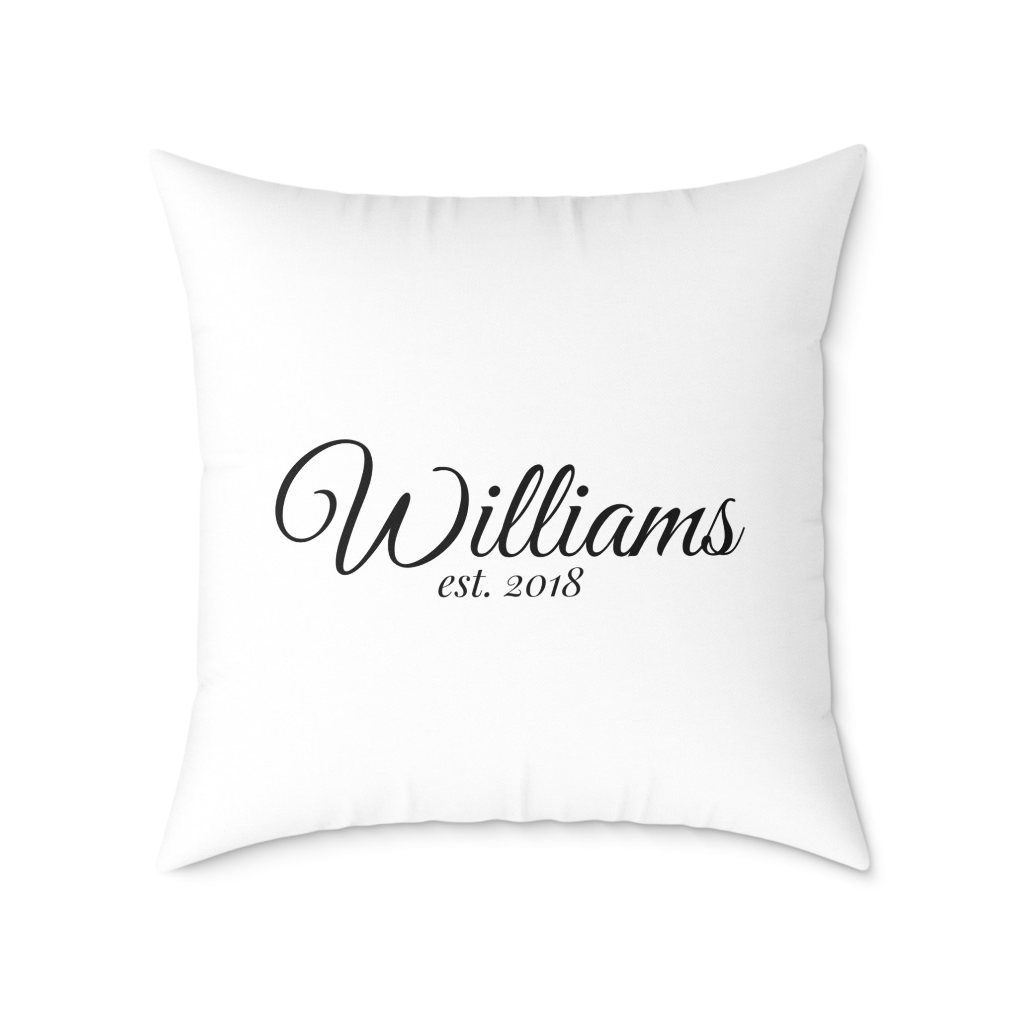 Personalized Monogram Pillow - "Williams est. 2018" Script Throw Pillow