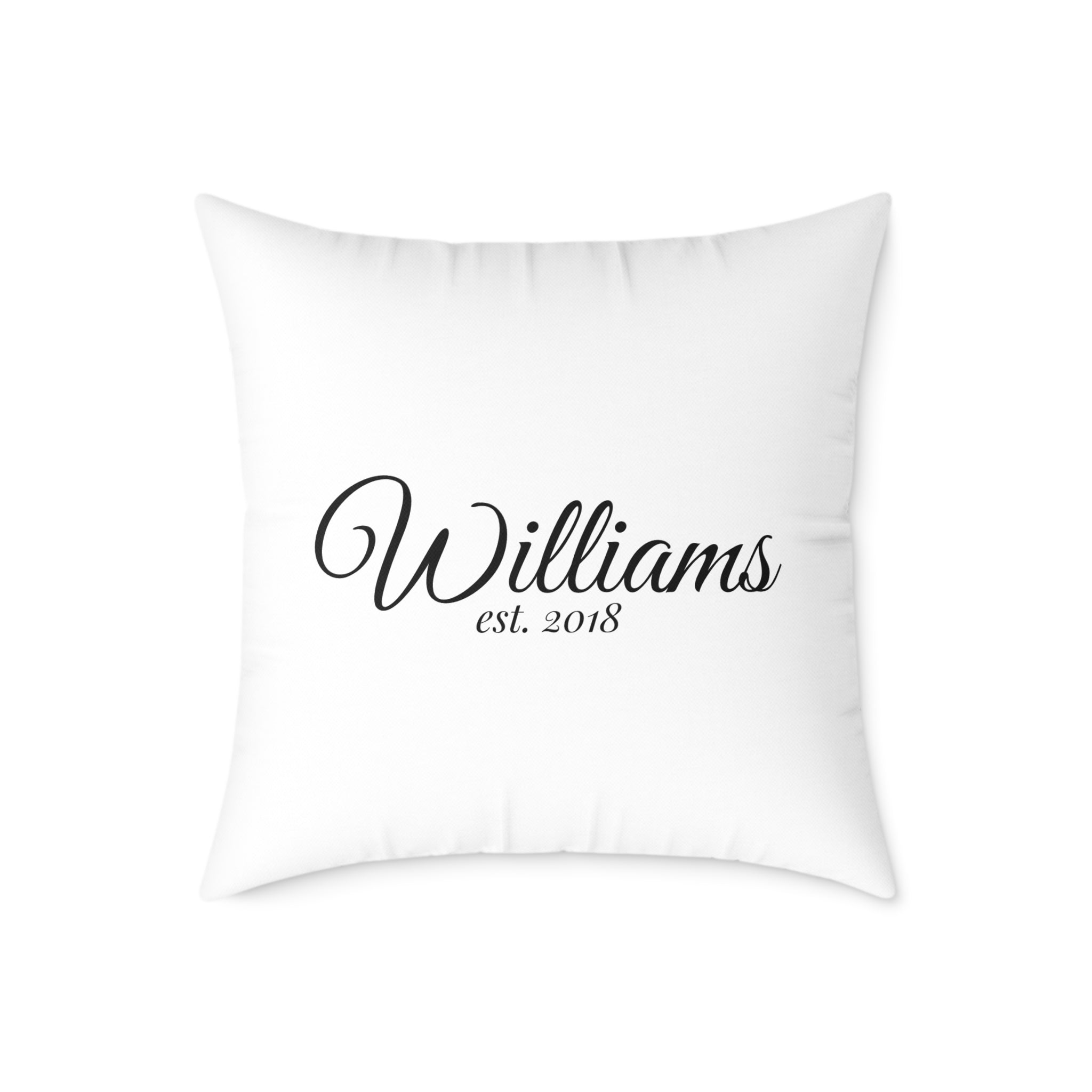 Personalized Monogram Pillow - "Williams est. 2018" Script Throw Pillow