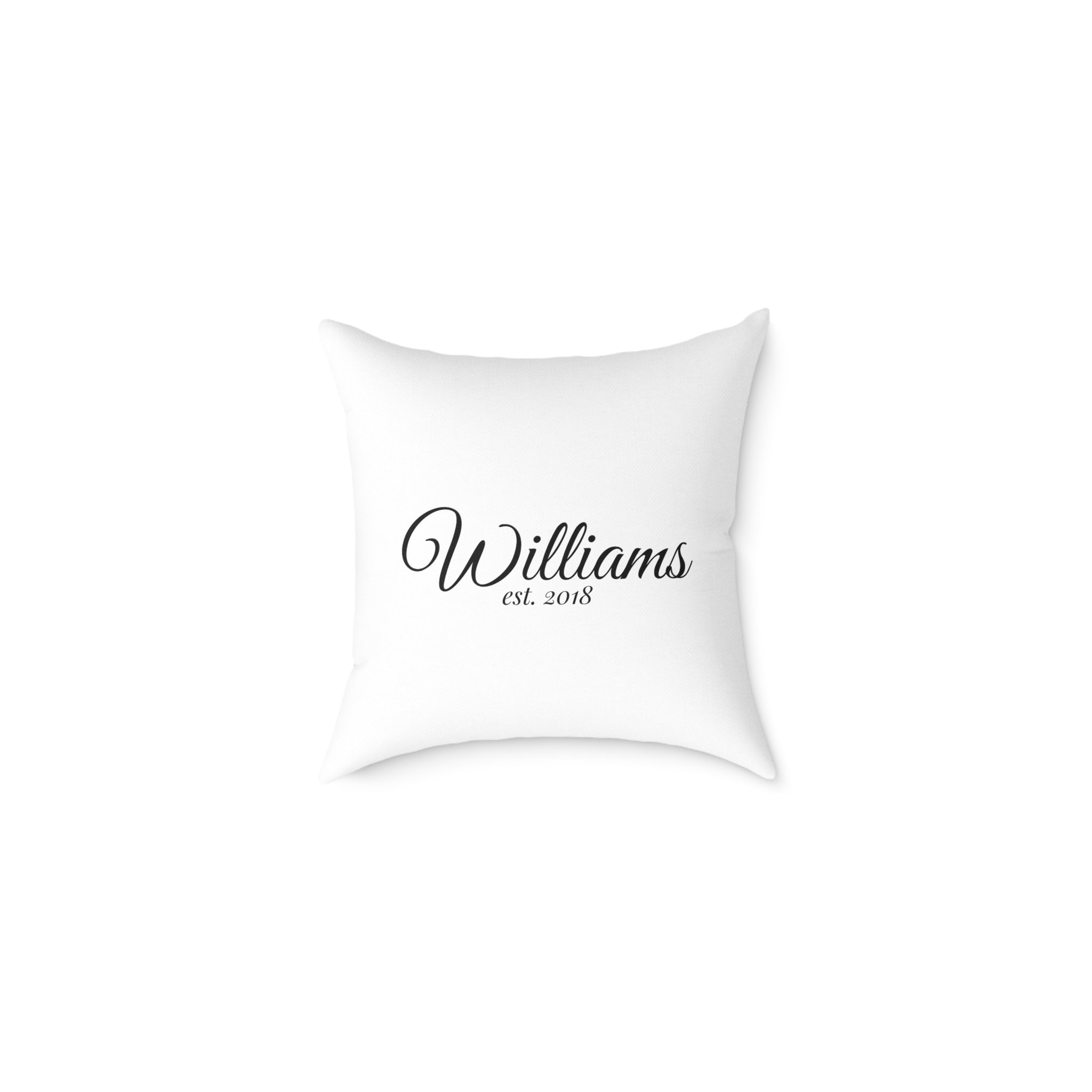 Personalized Monogram Pillow - "Williams est. 2018" Script Throw Pillow