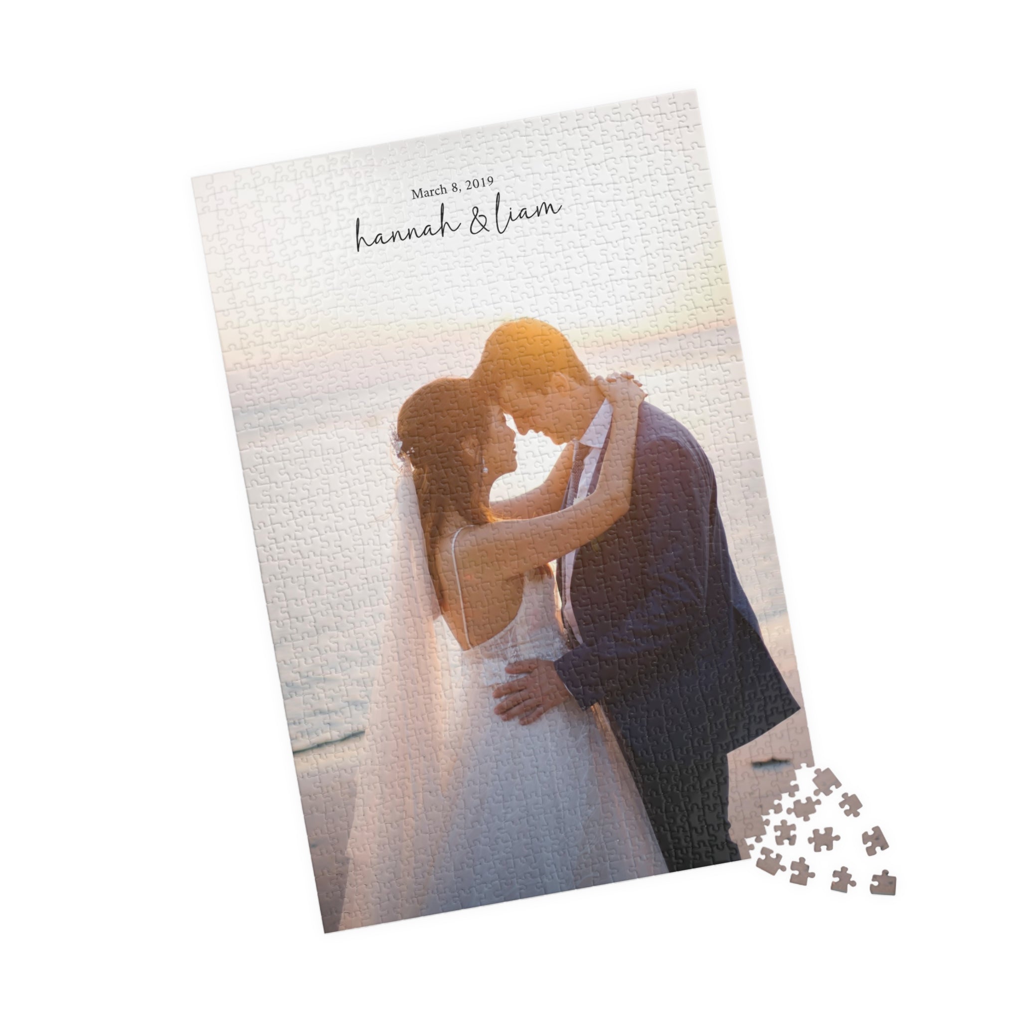 Personalized Wedding Photo Puzzle — Custom Name & Date Jigsaw (110–1014 pcs)