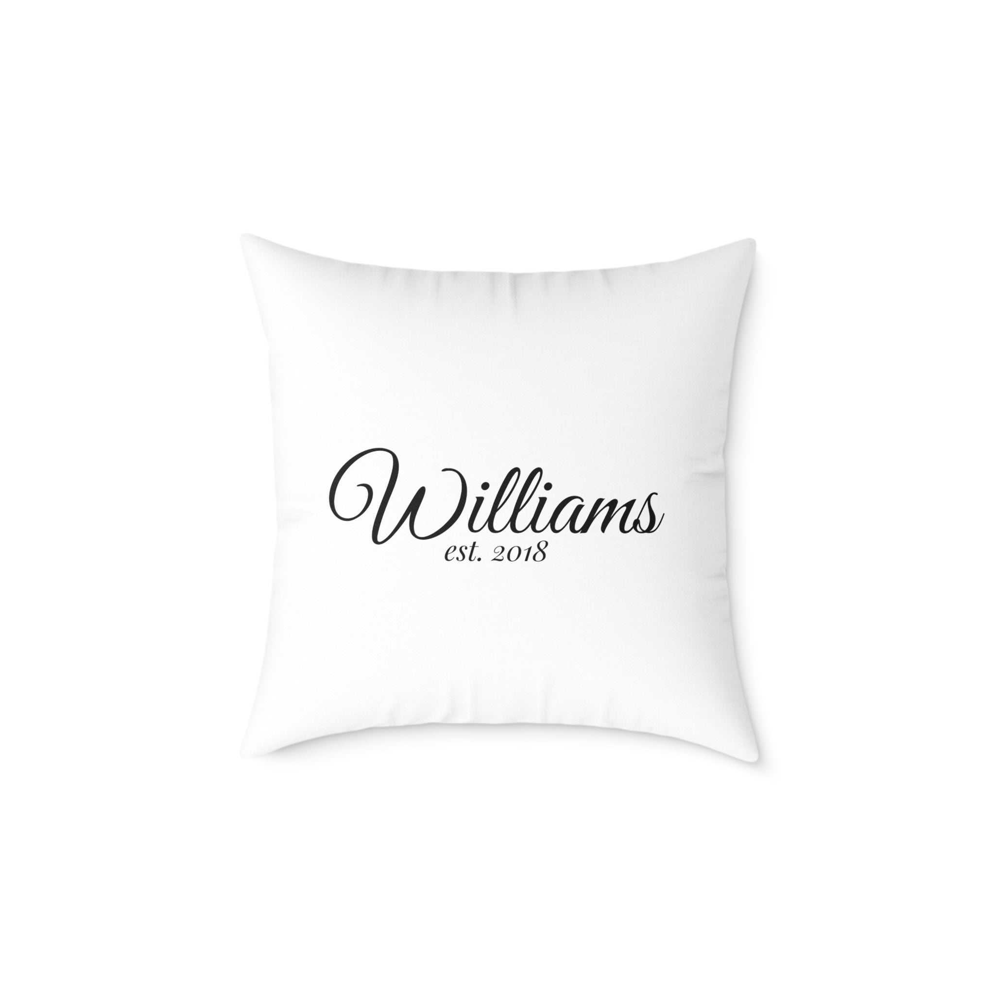 Personalized Monogram Pillow - "Williams est. 2018" Script Throw Pillow