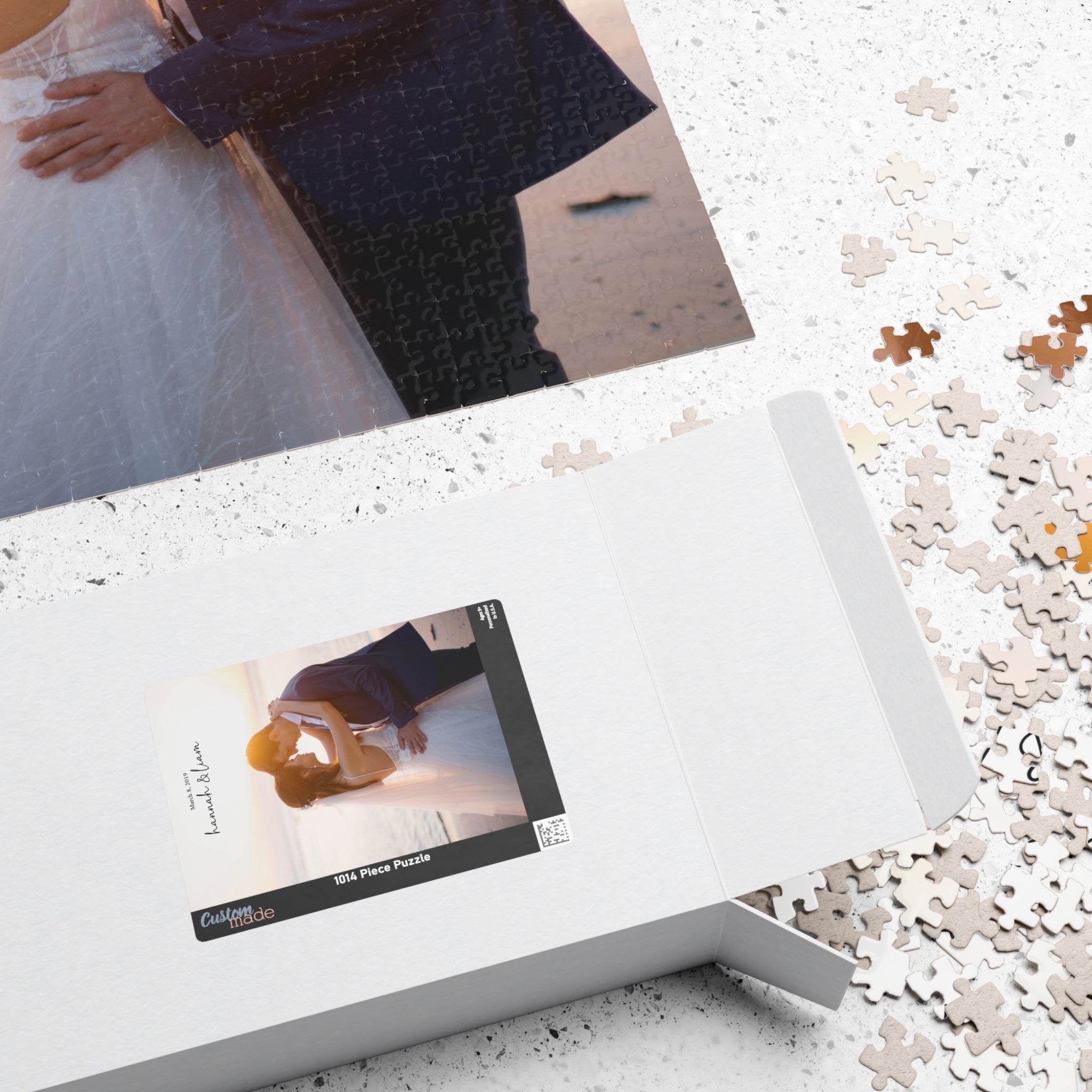 Personalized Wedding Photo Puzzle — Custom Name & Date Jigsaw (110–1014 pcs)