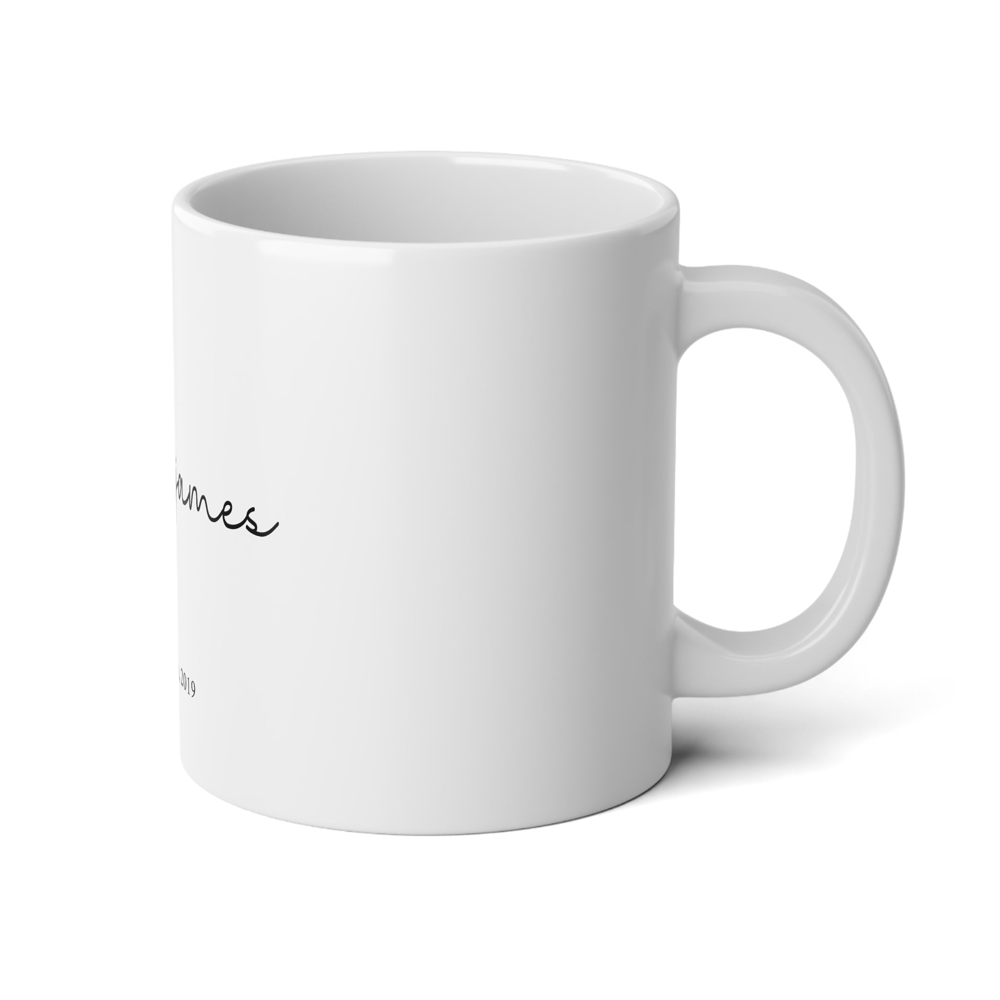 Anniversary 20oz Jumbo Mug — “Names with heart”