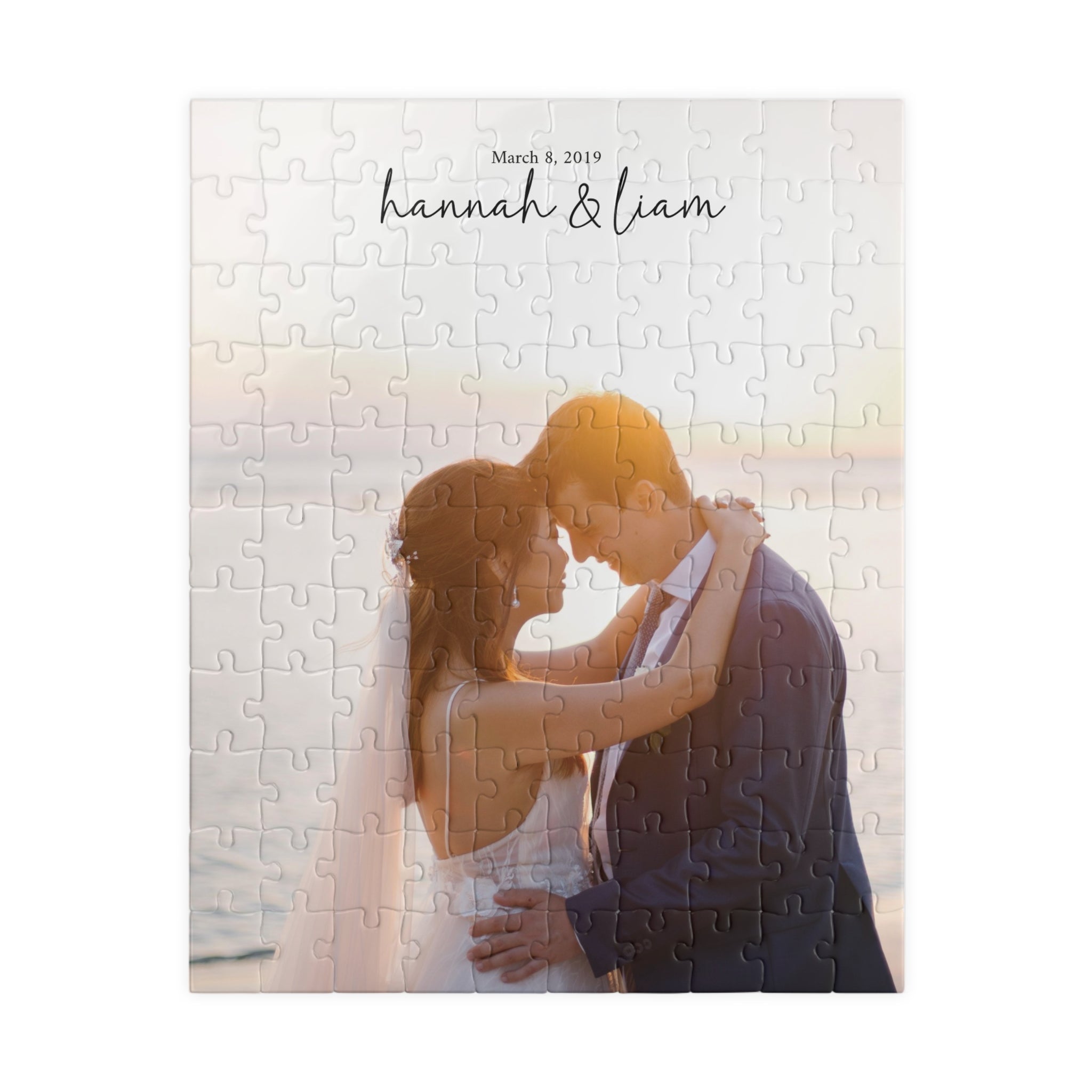Personalized Wedding Photo Puzzle — Custom Name & Date Jigsaw (110–1014 pcs)