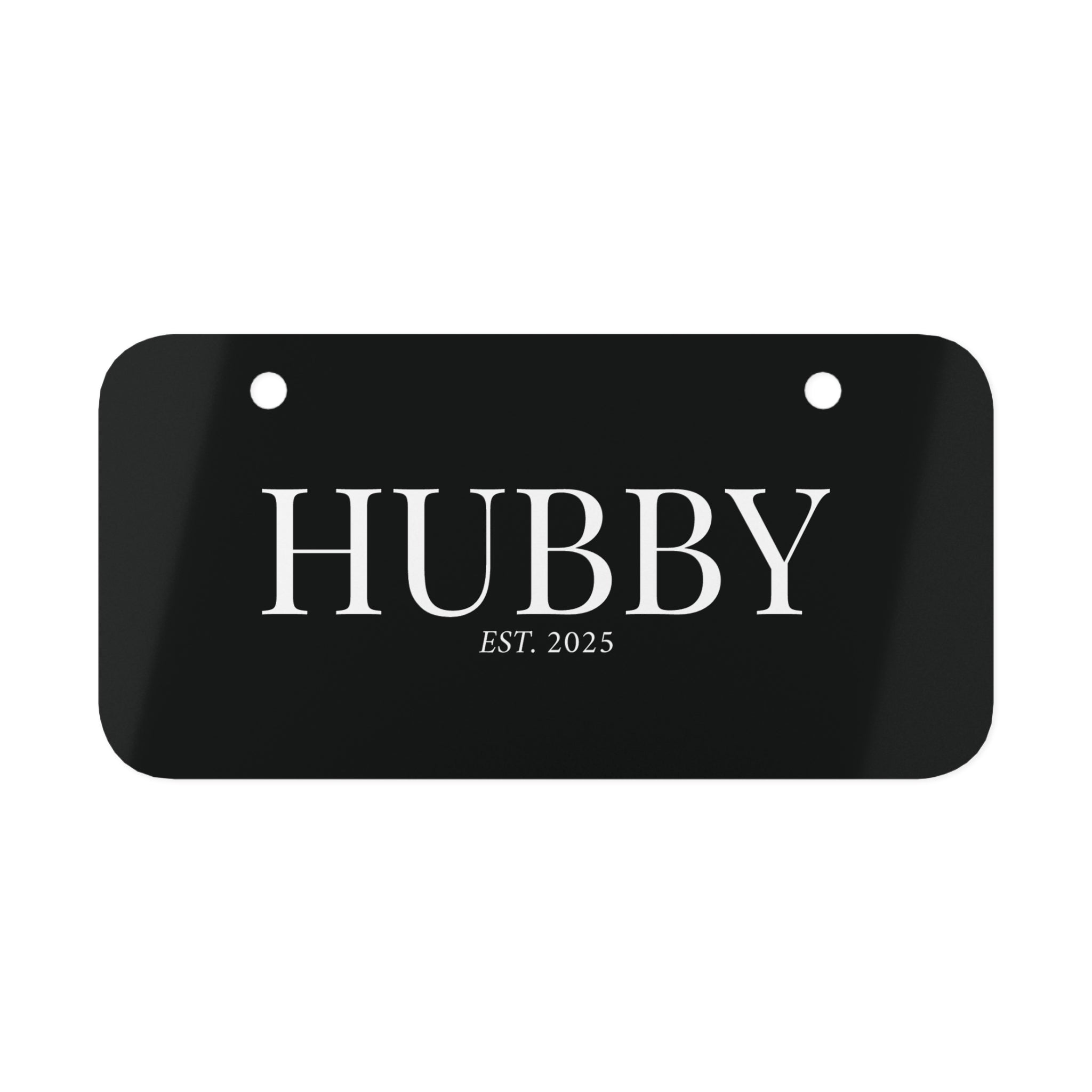 Hubby Est. 2025 Mini License Plate — Personalized Car Tag Gift for Newlyweds