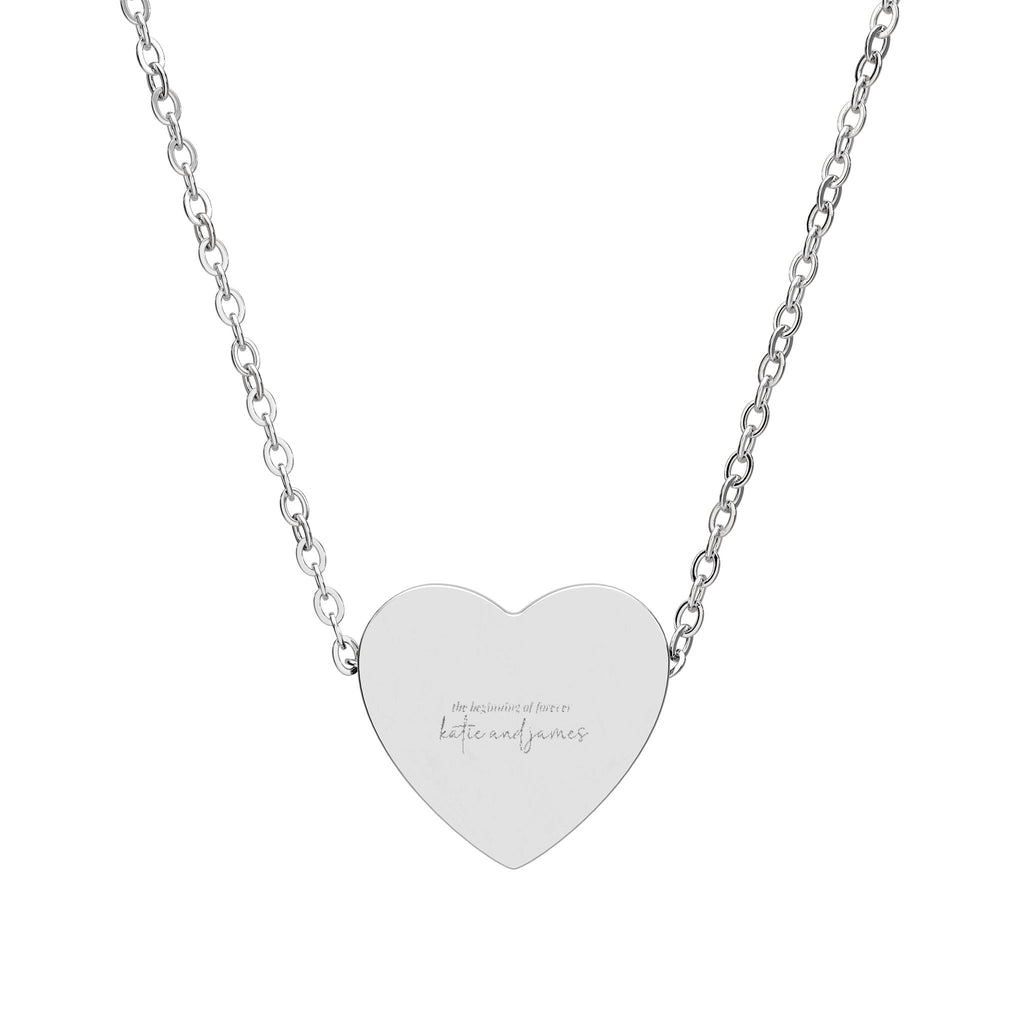 Engravable Heart Necklace — Personalized Minimalist Pendant (Silver or Black)