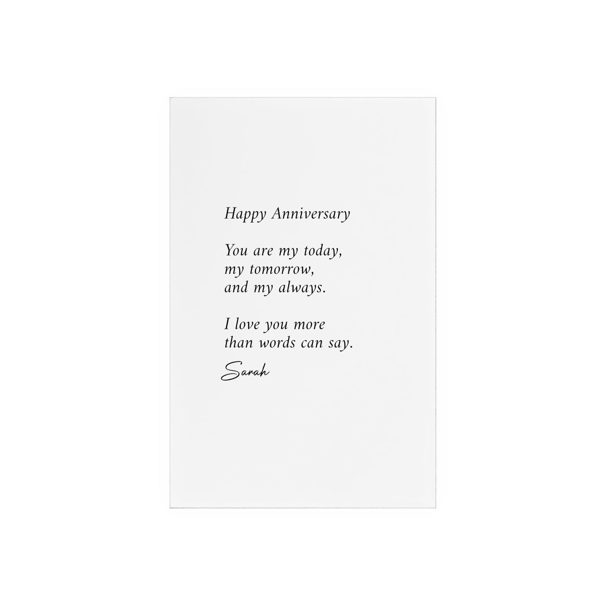 Anniversary Acrylic Plaque with Wooden Stand — Personalized Love Message