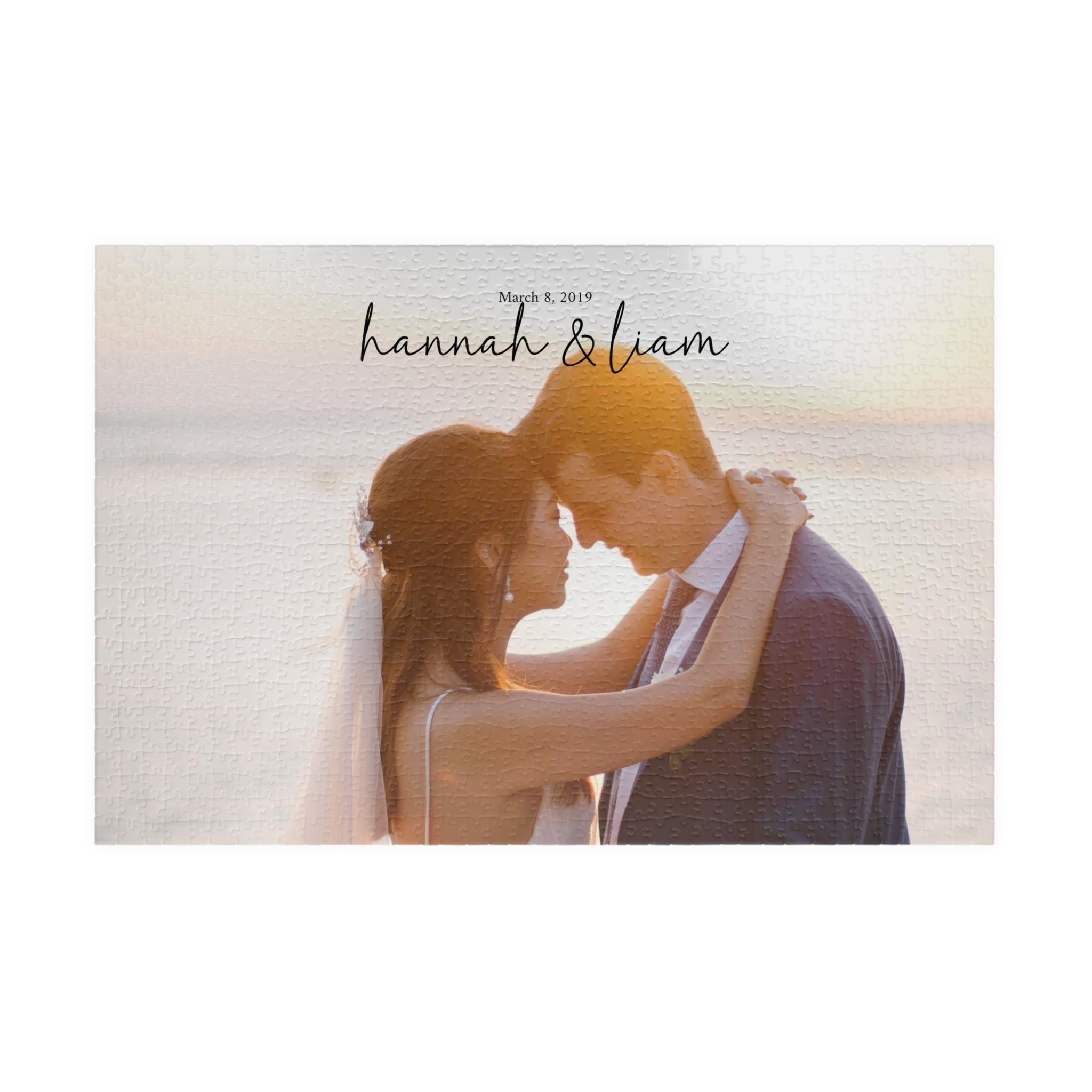 Personalized Wedding Photo Puzzle — Custom Name & Date Jigsaw (110–1014 pcs)