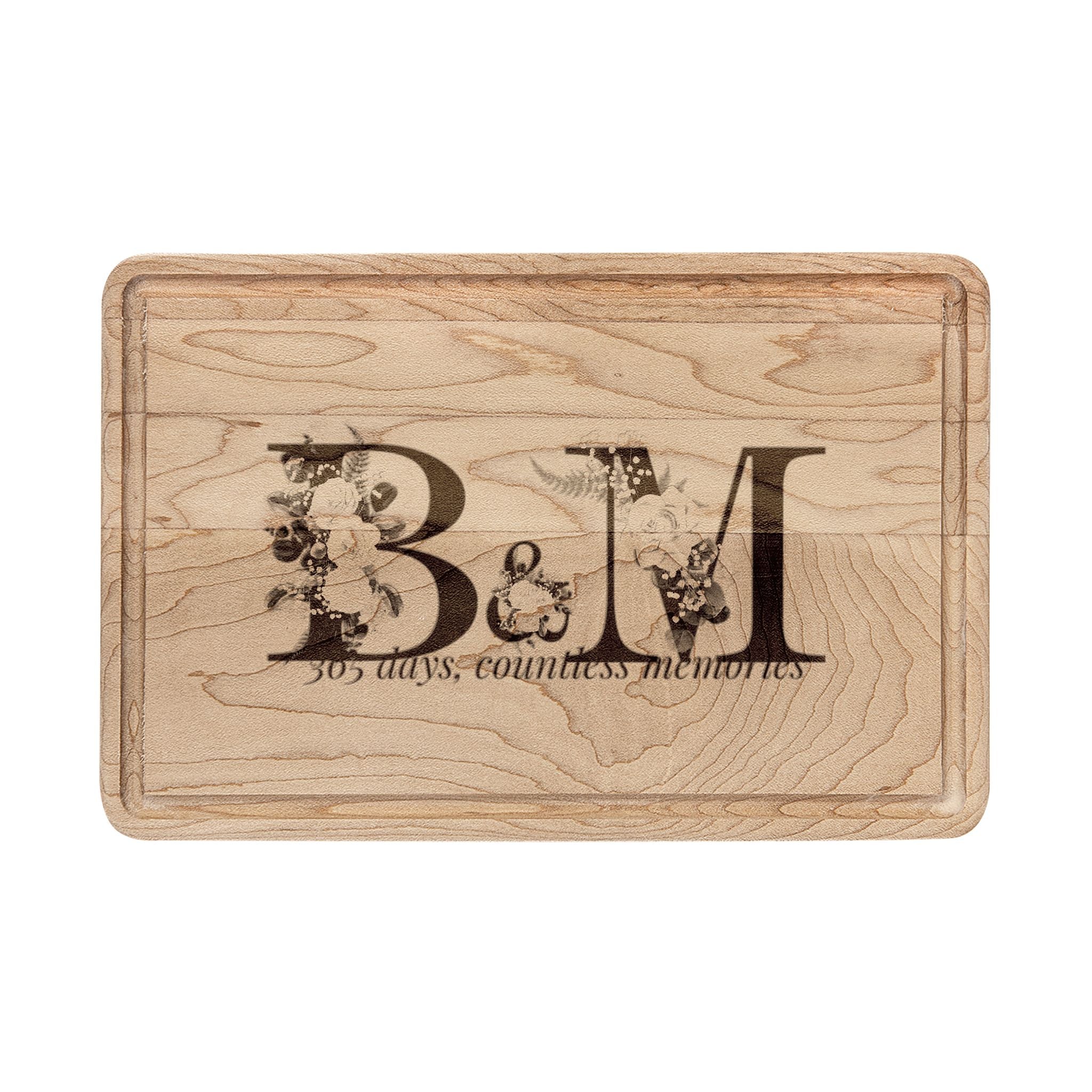 Engraved 1 Year Anniversary 365 Days Countless MemoriesCutting Board