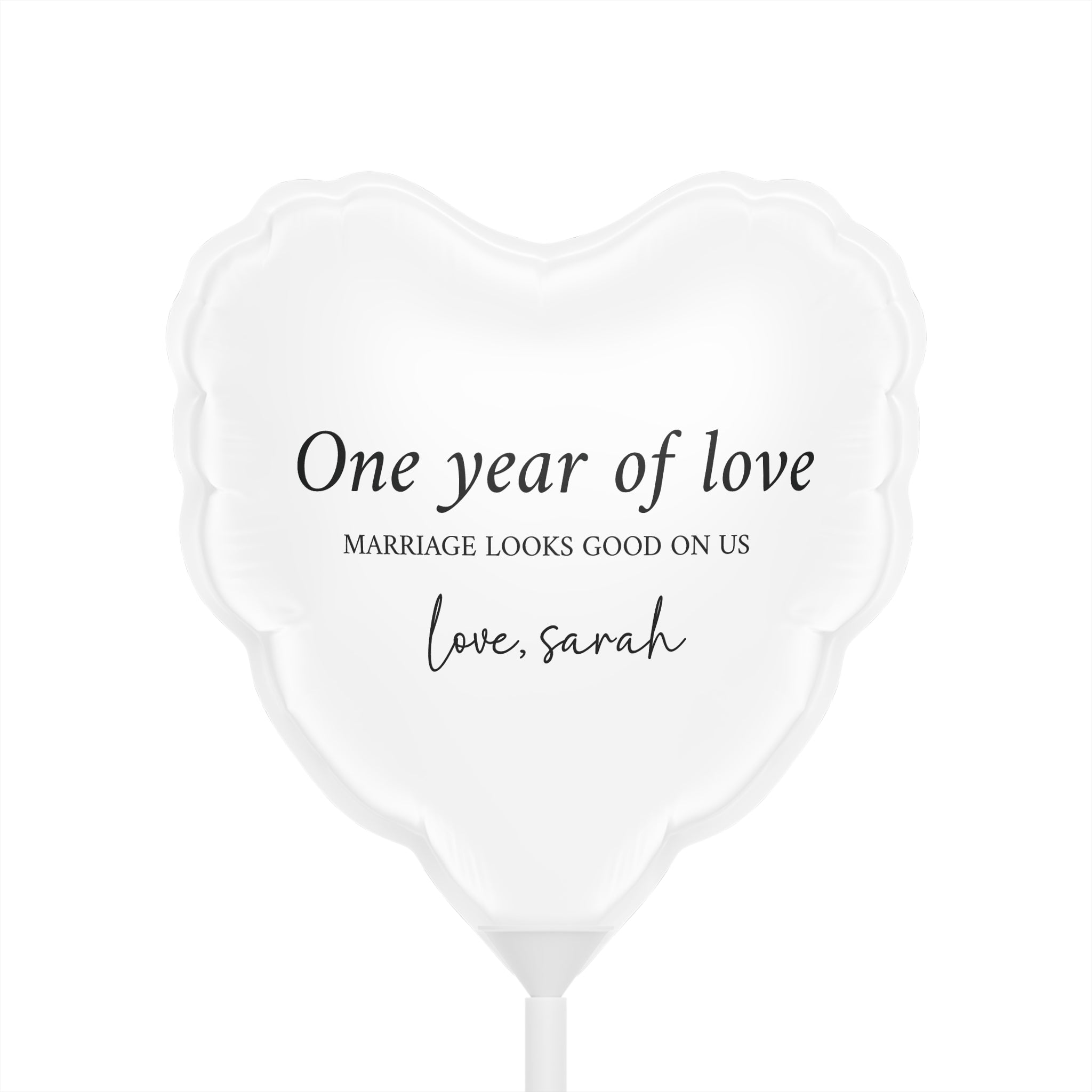 Happy Anniversary Heart Balloon — Personalized 6" White Foil Favor Balloon