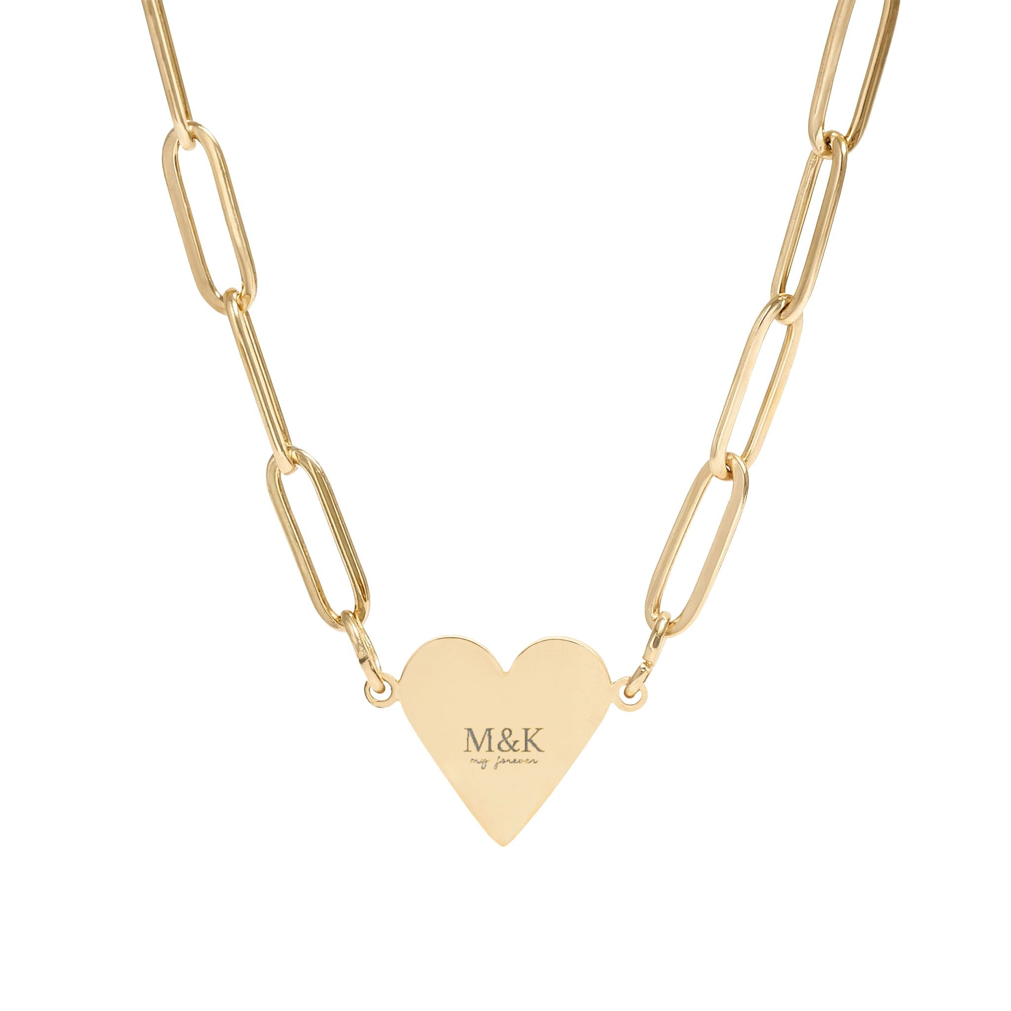 Engravable Paperclip Heart Necklace – Personalized Initials Pendant