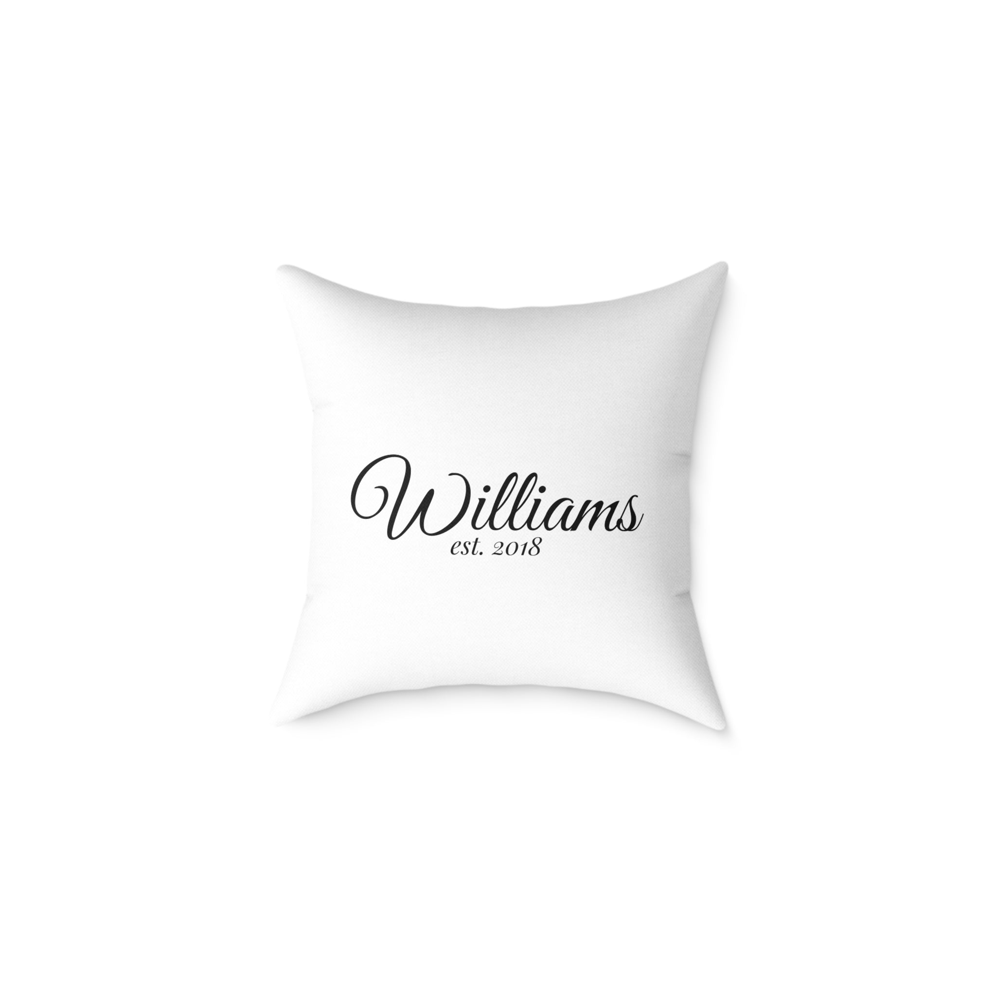 Personalized Monogram Pillow - "Williams est. 2018" Script Throw Pillow