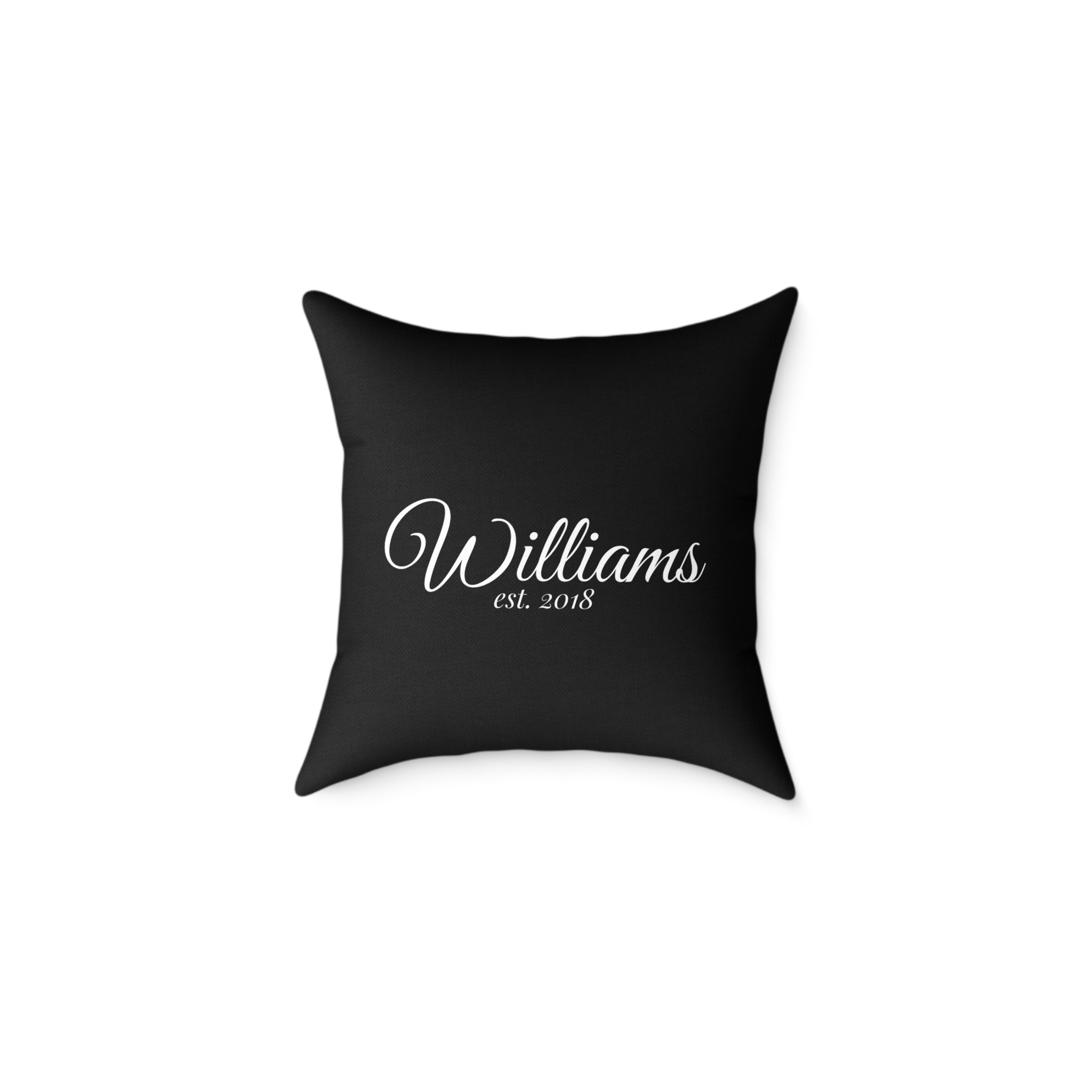 Personalized Monogram Pillow - "Williams est. 2018" Script Throw Pillow