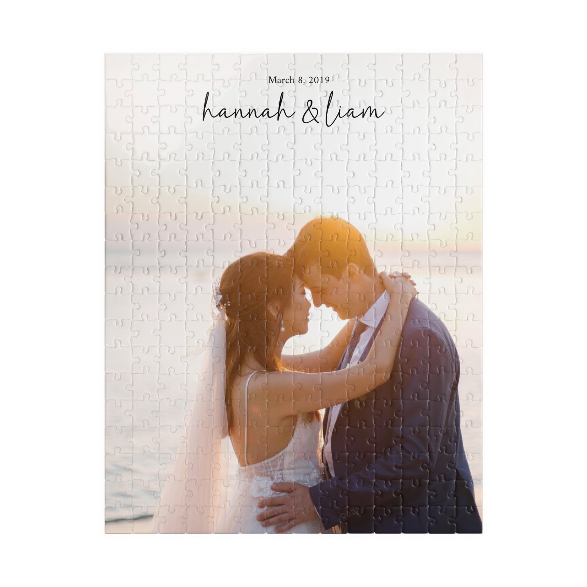 Personalized Wedding Photo Puzzle — Custom Name & Date Jigsaw (110–1014 pcs)