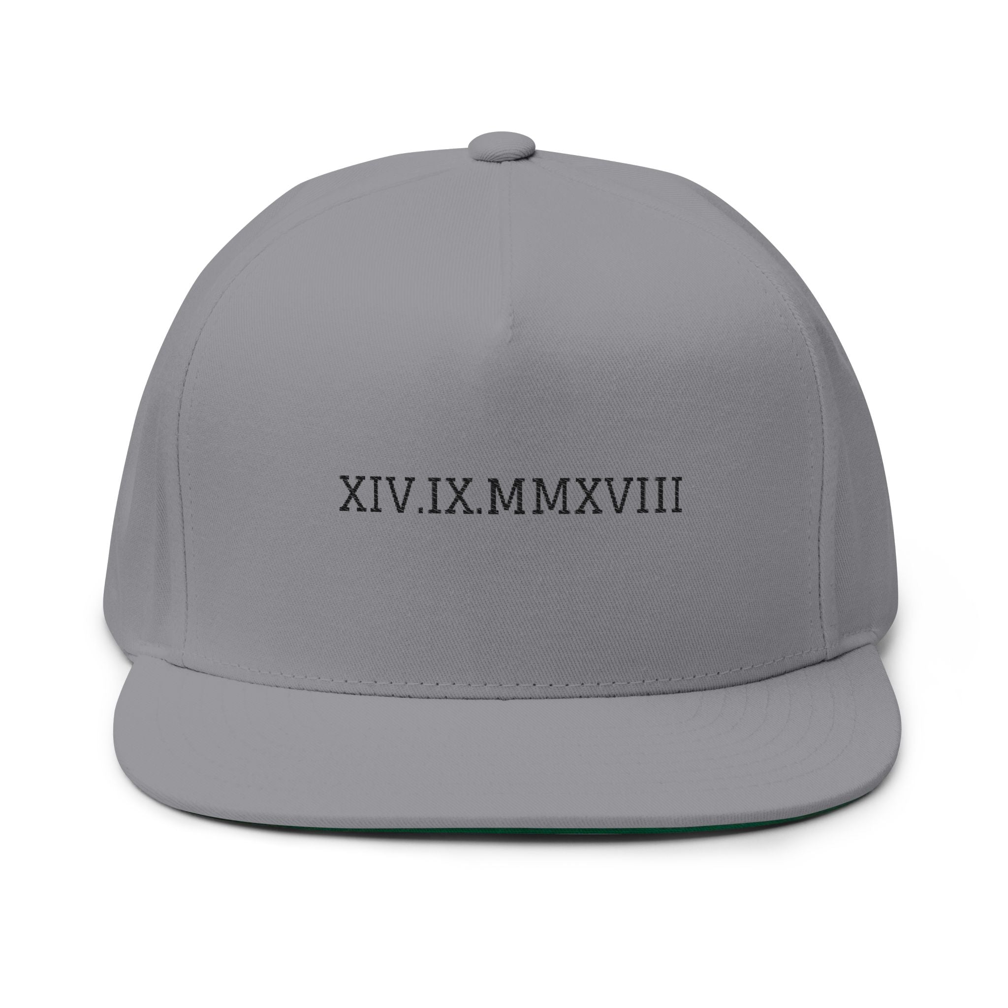 Roman Numeral Flat Bill Cap — Custom Date Embroidery