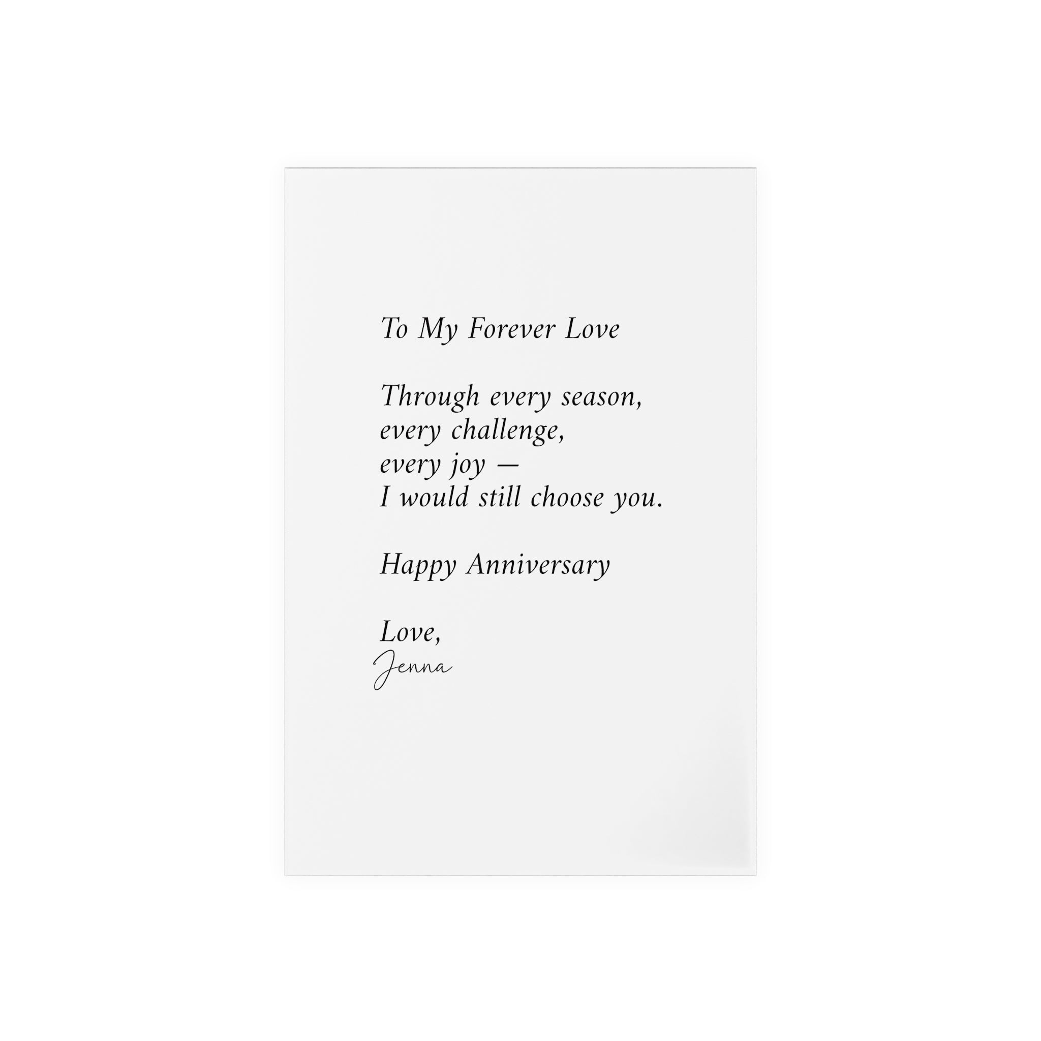 Anniversary Acrylic Plaque with Wooden Stand — Personalized Love Message