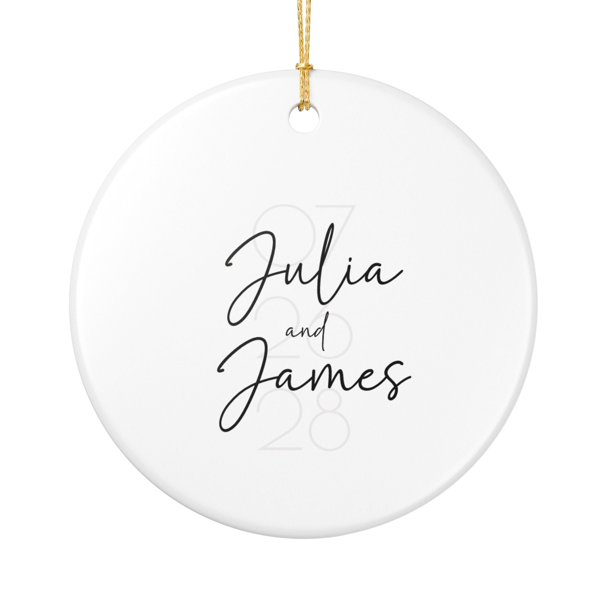 Personalized Ceramic Ornament – Custom Names Wedding or Anniversary Keepsake