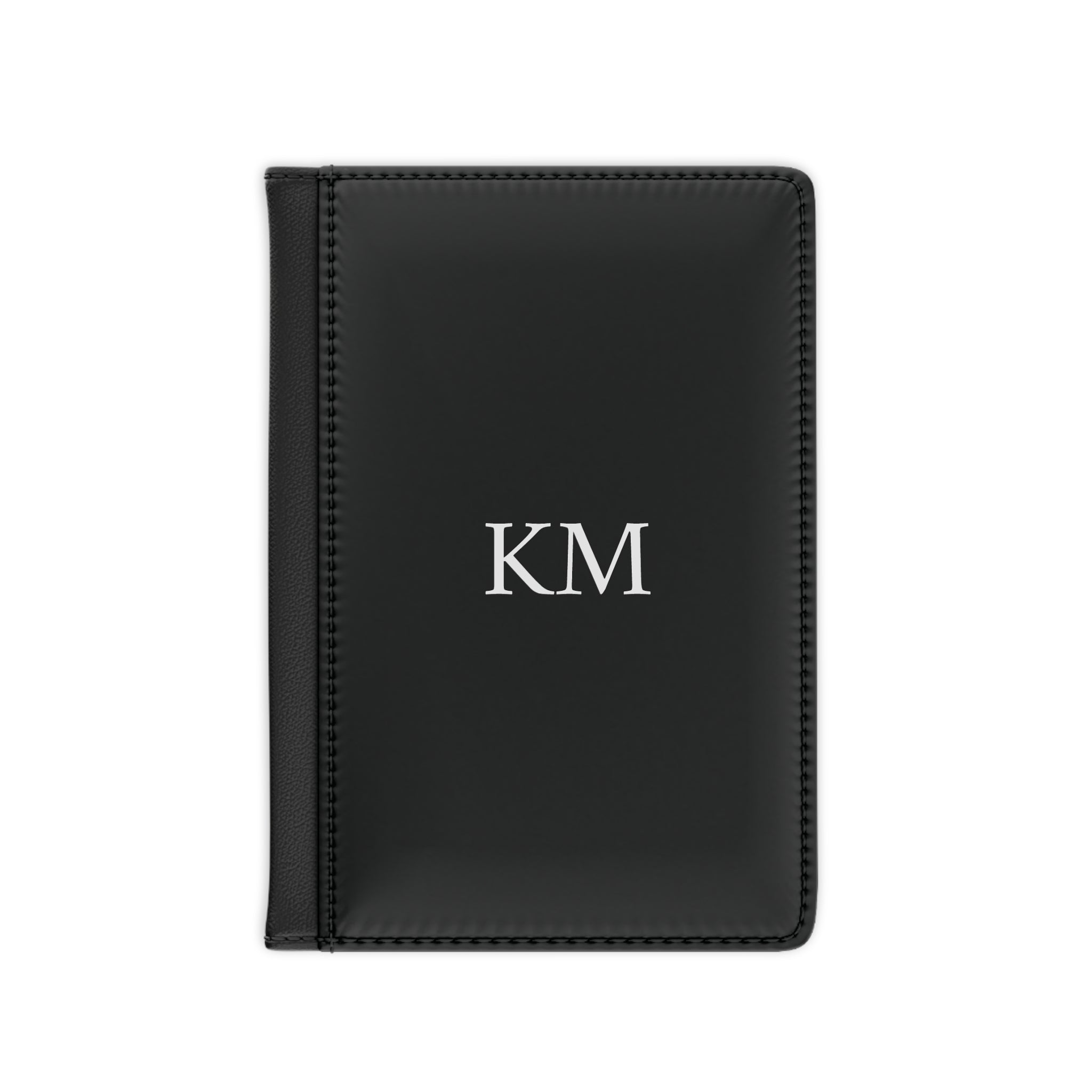 Personalized Mr. Passport Cover — Custom Monogrammed Black Leather Passport Holder