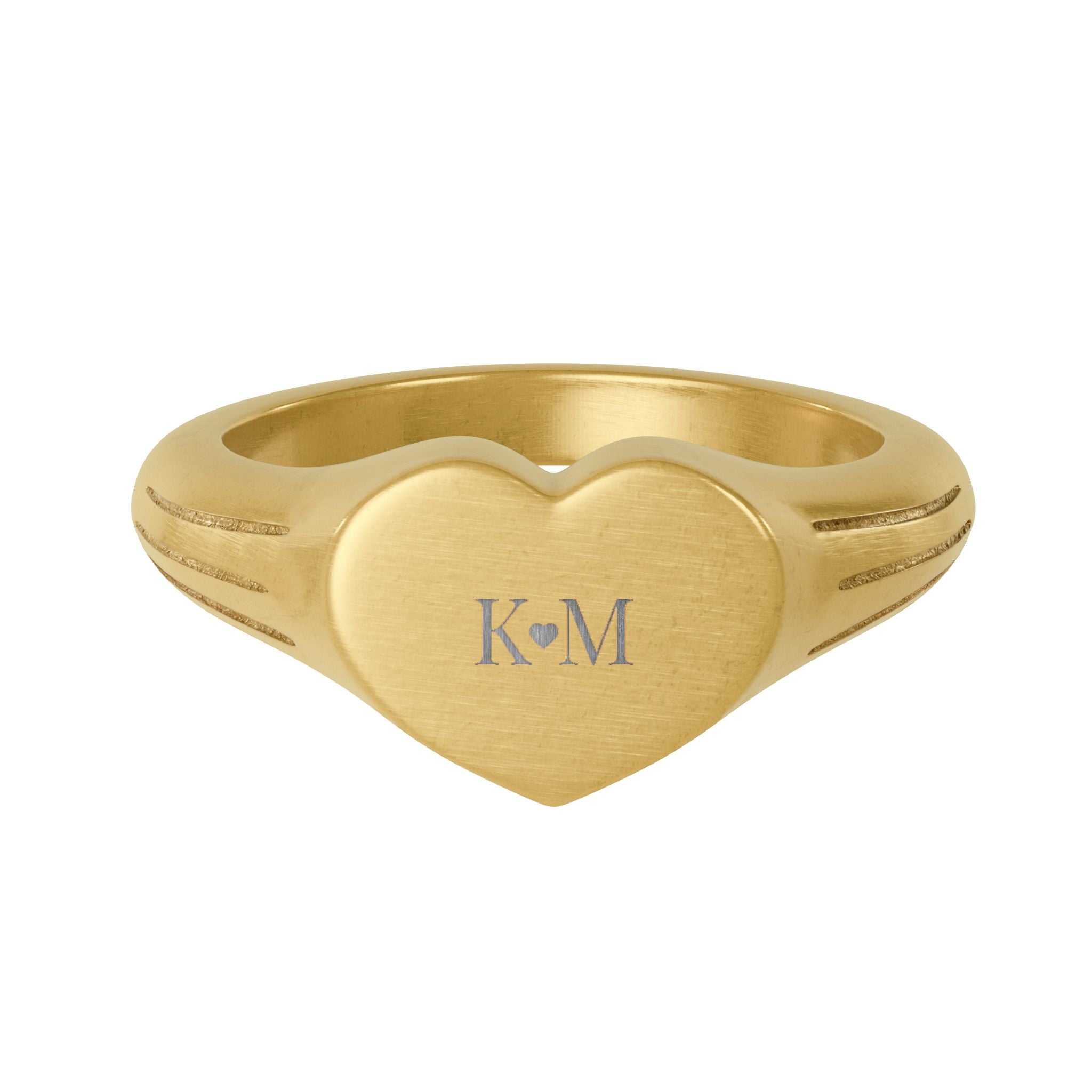 Engravable Heart Signet Ring — Stainless Steel Personalized Initials Gift