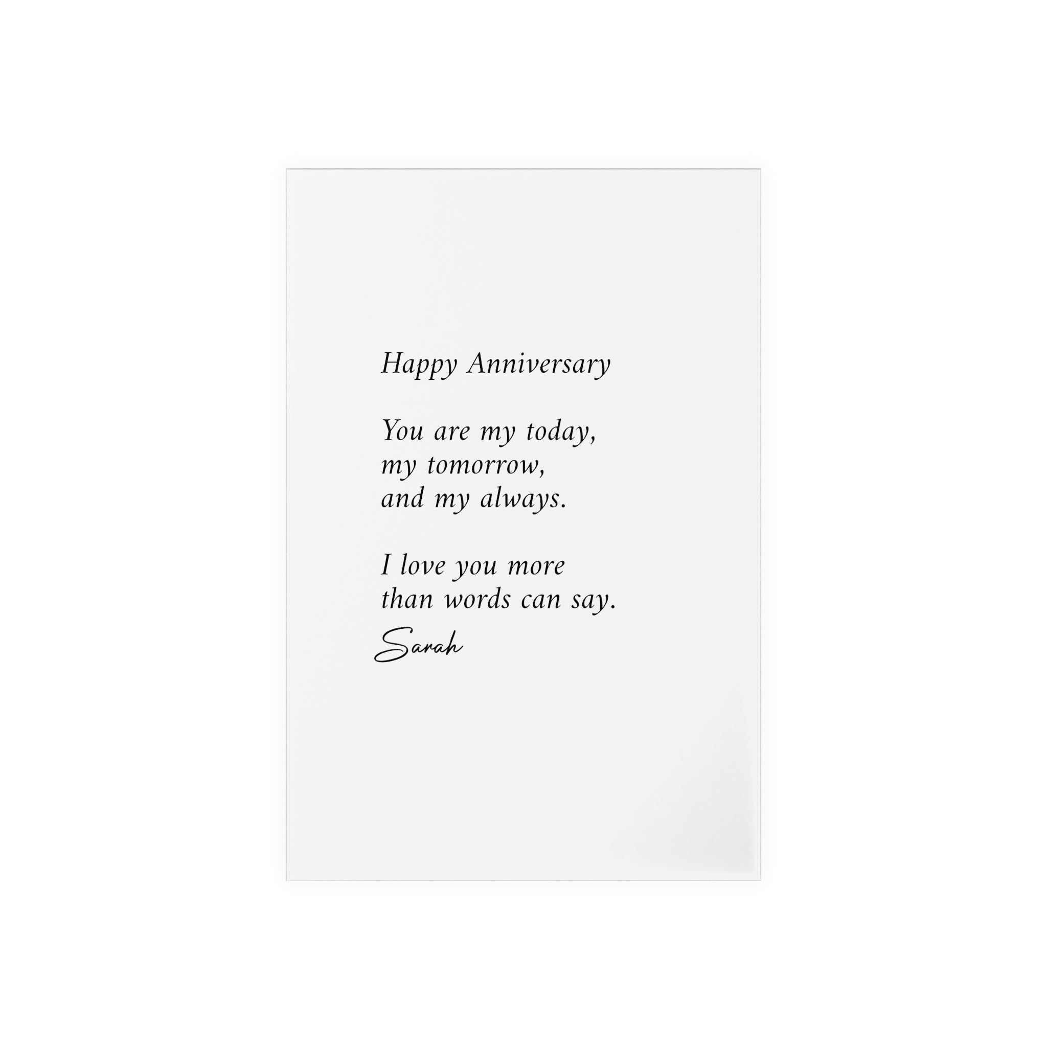 Anniversary Acrylic Plaque with Wooden Stand — Personalized Love Message