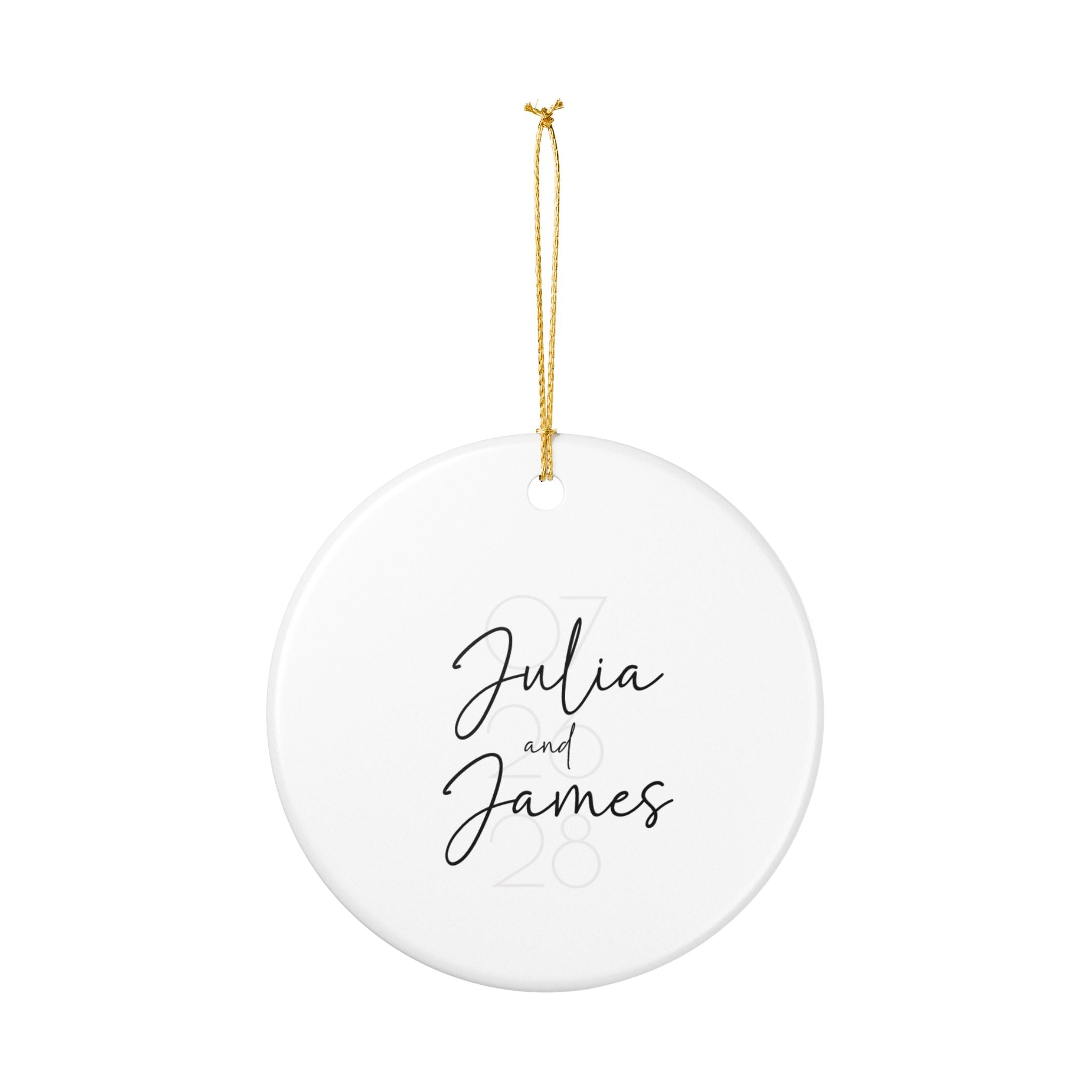 Personalized Ceramic Ornament – Custom Names Wedding or Anniversary Keepsake