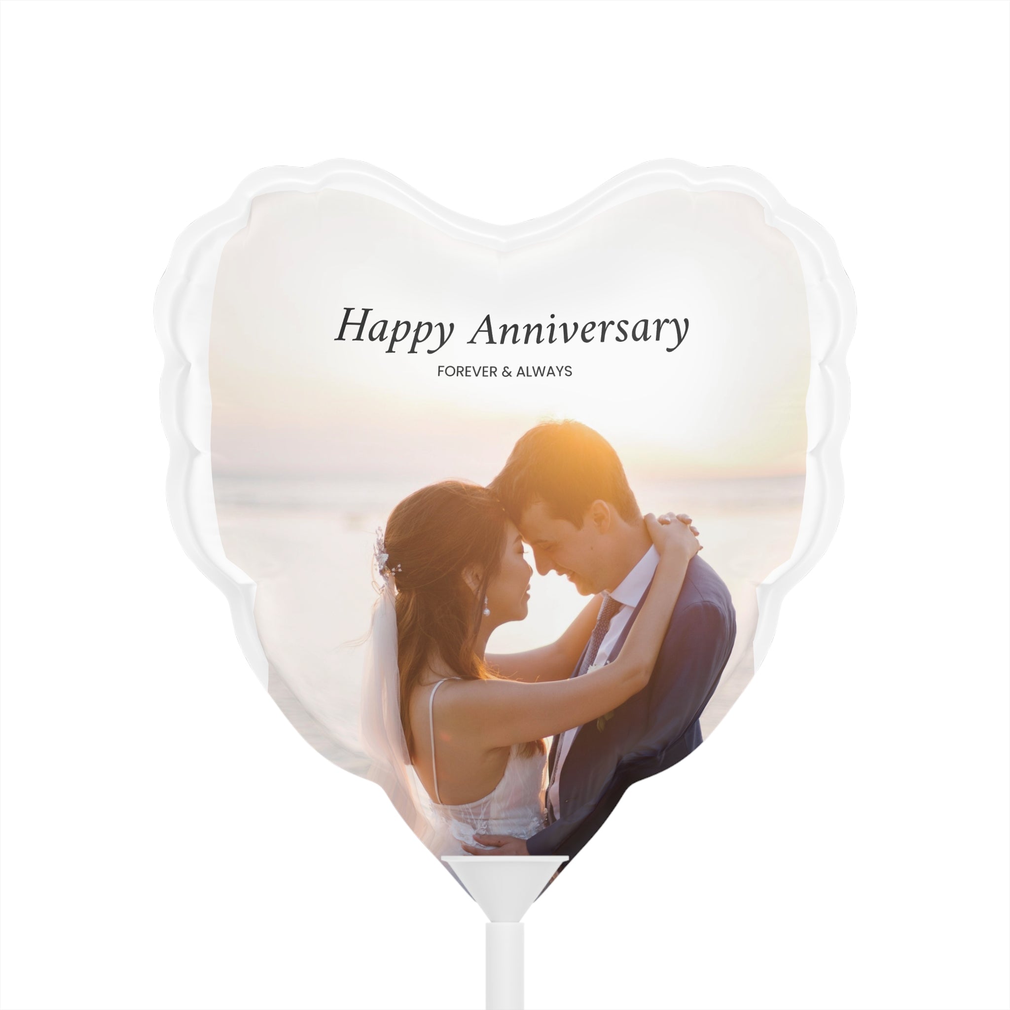 Happy Anniversary Heart Balloon — Personalized 6" White Foil Favor Balloon