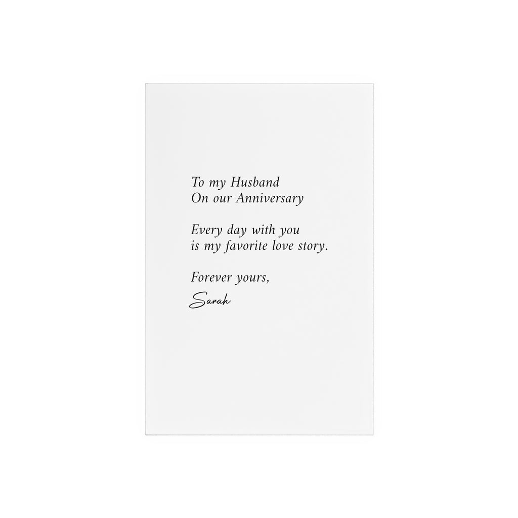 Anniversary Acrylic Plaque with Wooden Stand — Personalized Love Message