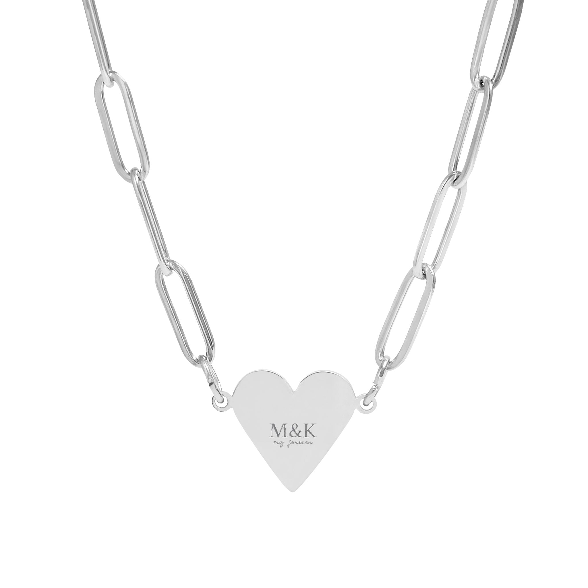 Engravable Paperclip Heart Necklace – Personalized Initials Pendant