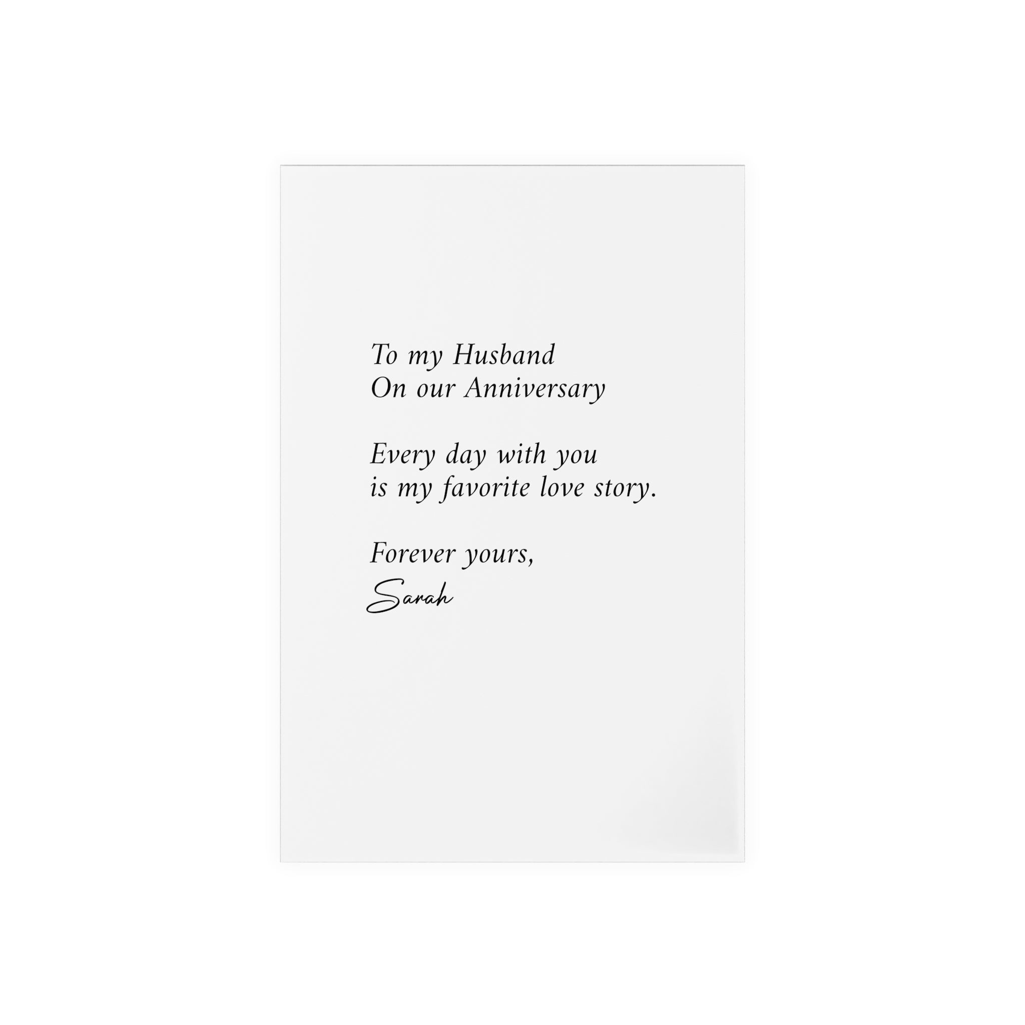 Anniversary Acrylic Plaque with Wooden Stand — Personalized Love Message