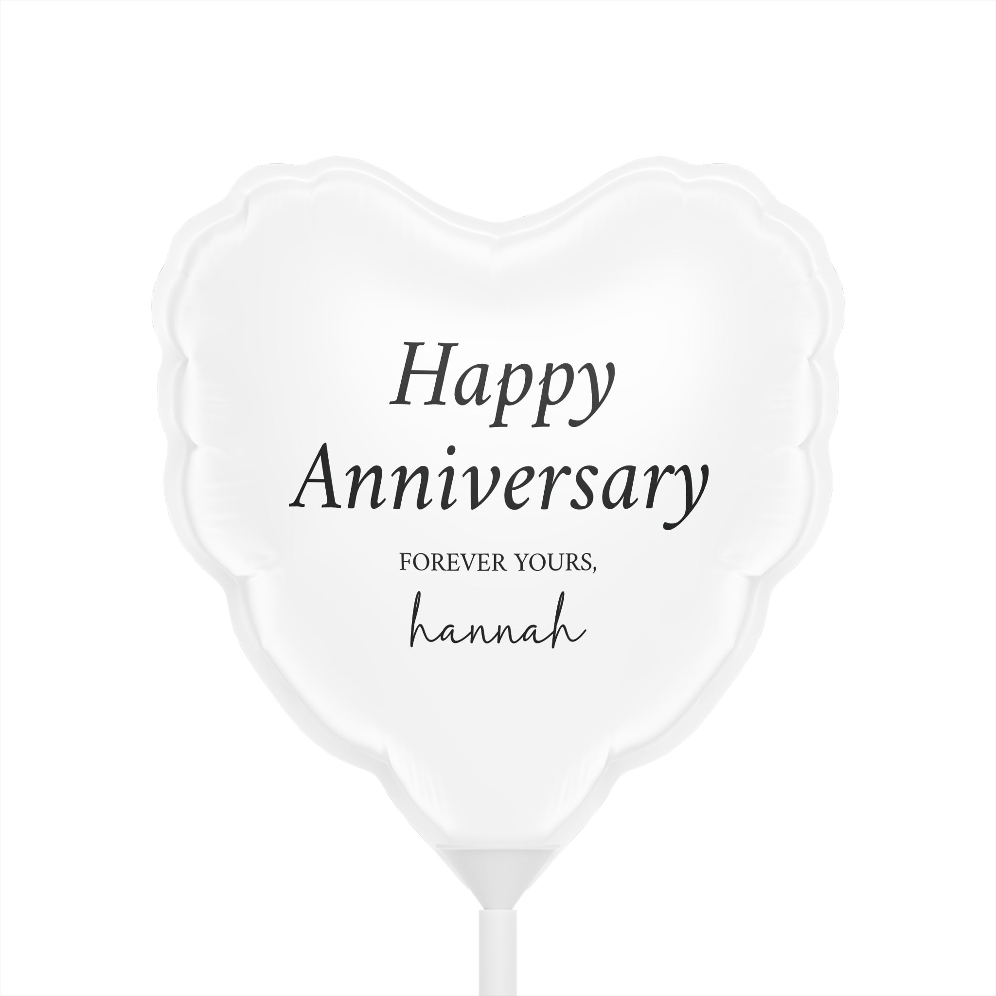 Happy Anniversary Heart Balloon — Personalized 6" White Foil Favor Balloon