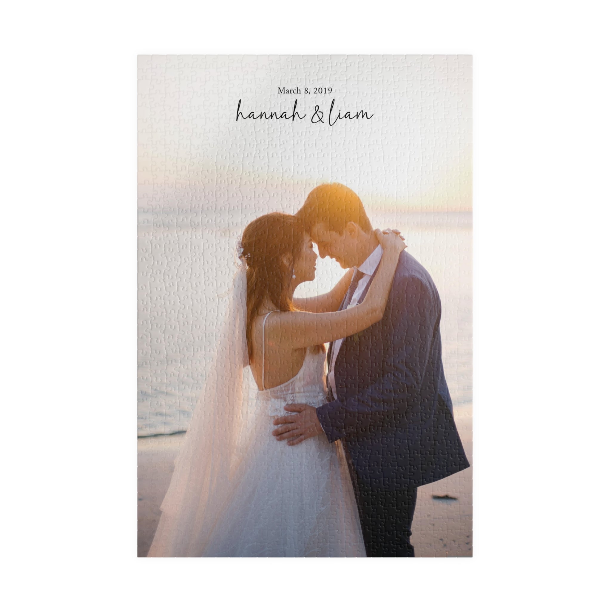 Personalized Wedding Photo Puzzle — Custom Name & Date Jigsaw (110–1014 pcs)